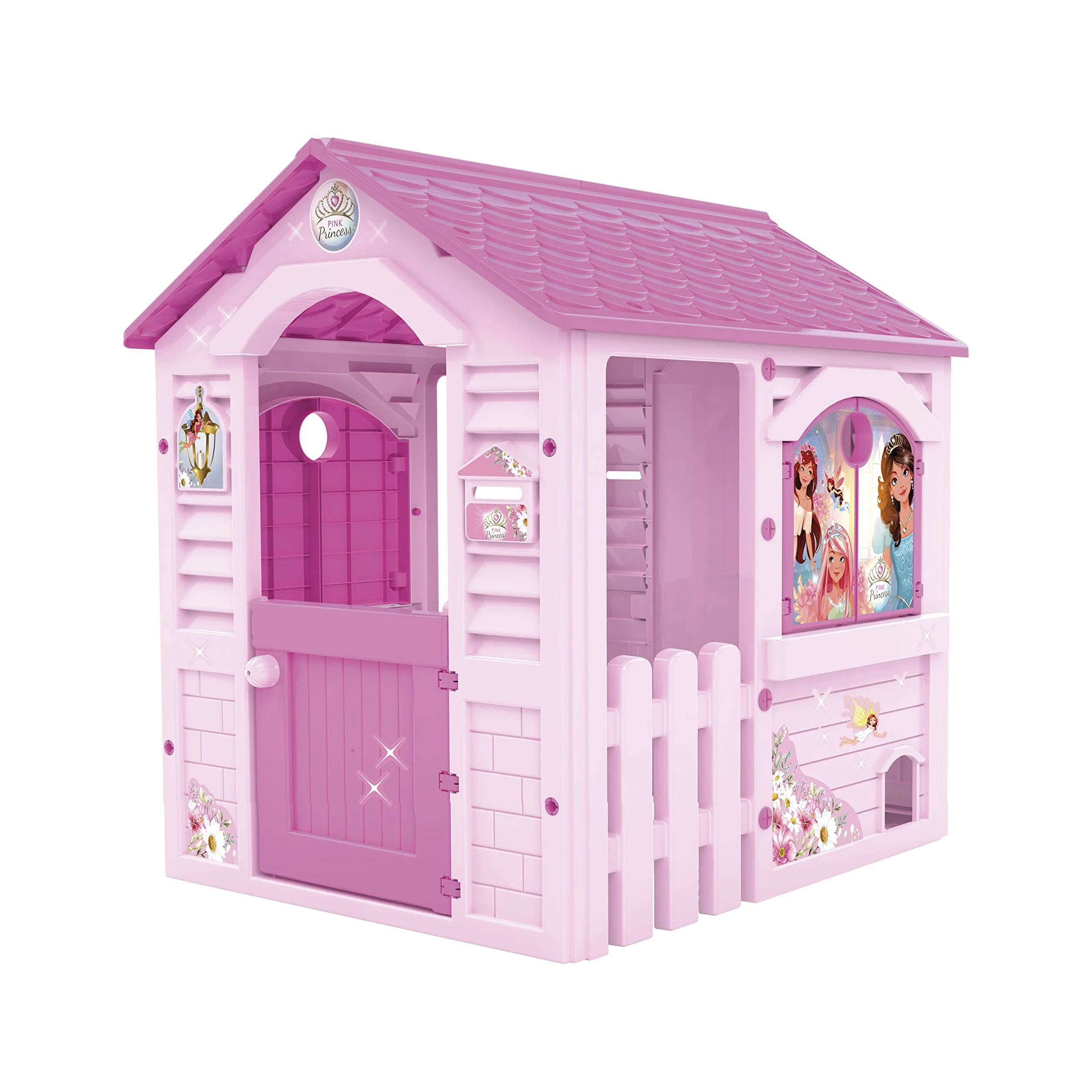 Chłopcy domek dziecięcy Pink Princess, nadaje się do wnętrz i na zewnątrz, w zestawie naklejki do dekoracji, wykonane z wytrzymałego i wytrzymałego tworzywa sztucznego, kolor różowy (89613)
