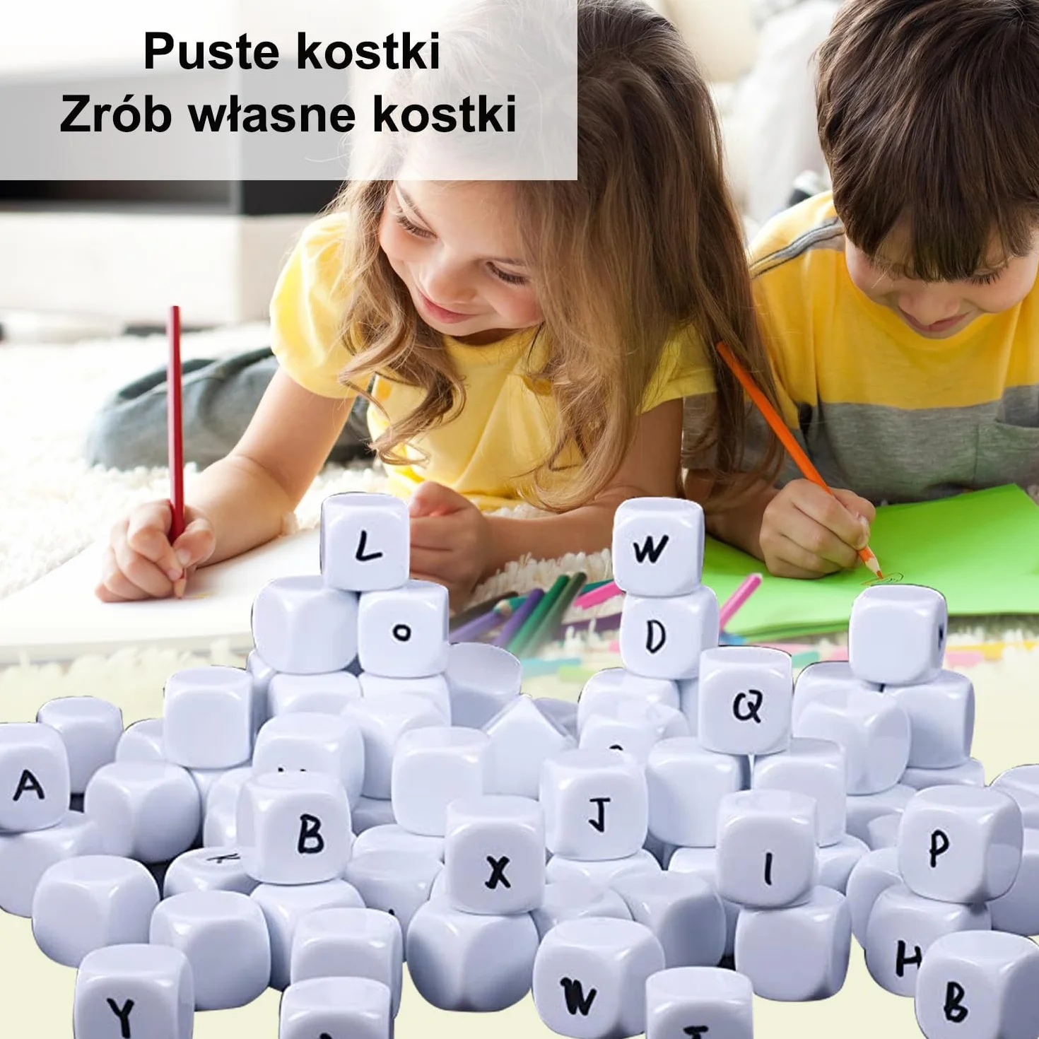 Akrylowe kości 20 mm z wygładzoną powierzchnią, sześciostronne kości z zaokrąglonym narożnikiem, puste białe kostki do gier planszowych, naklejka DIY, zabawa na imprezę, 20 szt., białe