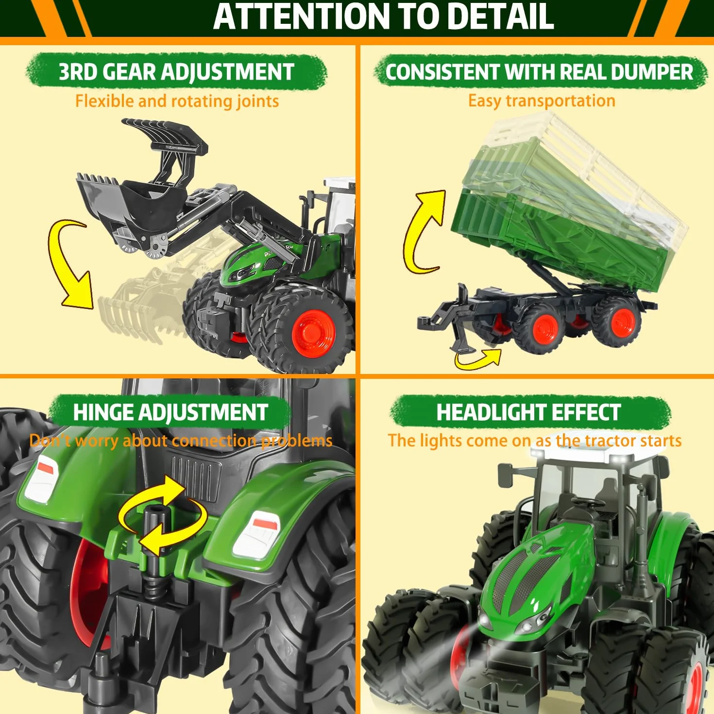 PENGBU RC Zabawka Traktorowa 2,4 GHz, Zdalnie Sterowany Traktor Rolny z Pilotem, Krowa i Owca - Prezent dla 3-8 Lat