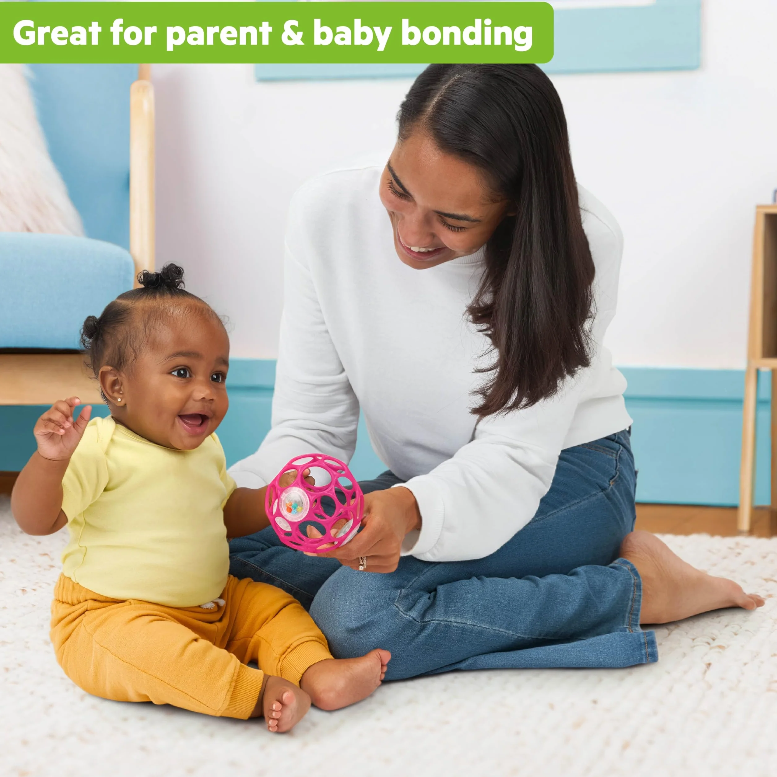 Bright Starts Oball Rattle Easy-Grasp zabawka - różowa, dla noworodka w wieku - 1 szt. (1 opakowanie)