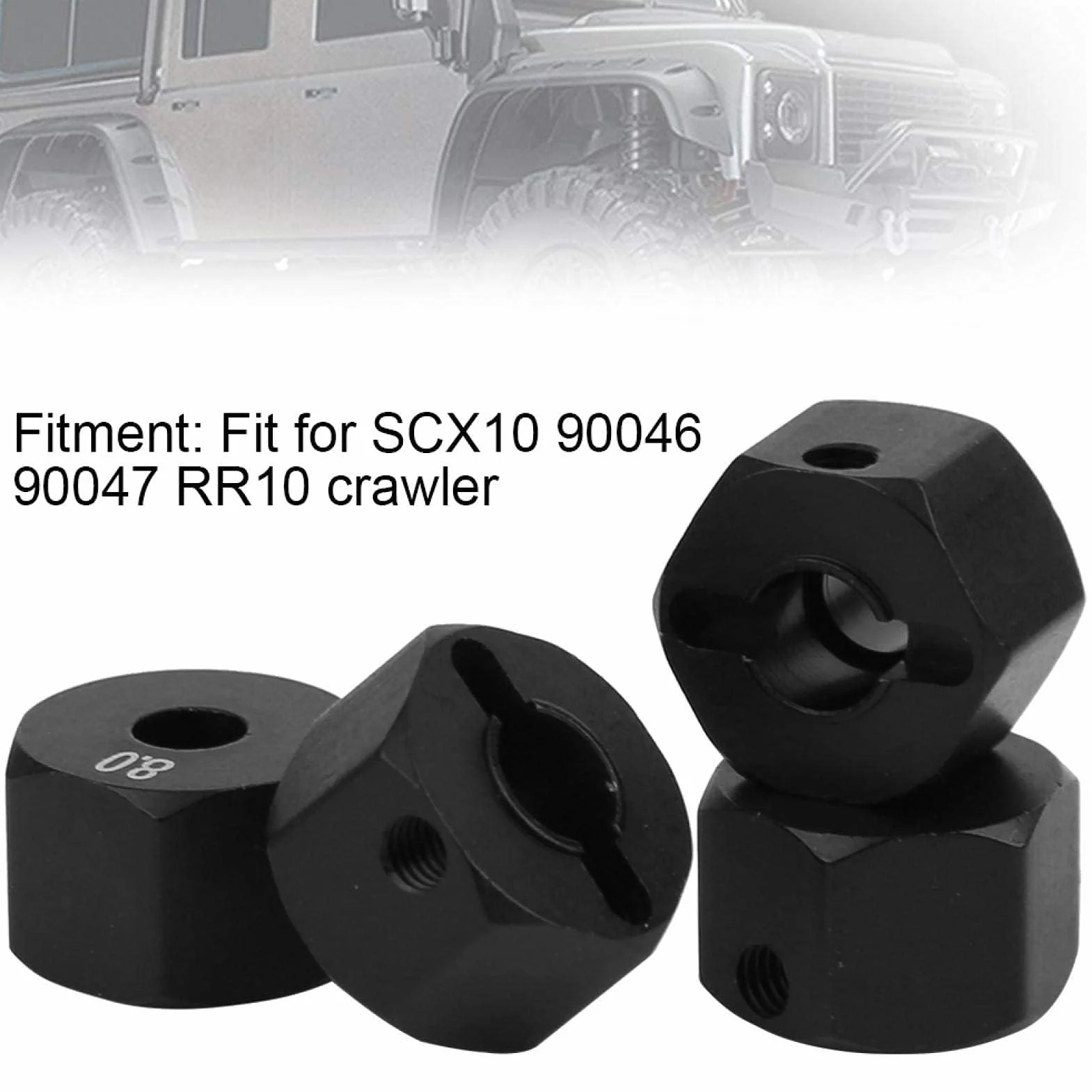Tbest Wheel Hex Hub, Aluminiowa piasta koła Hex Hub Adapter Część ulepszona Kompatybilna z SCX10 90046 90047 RR10 RC Crawler (8,0 mm)