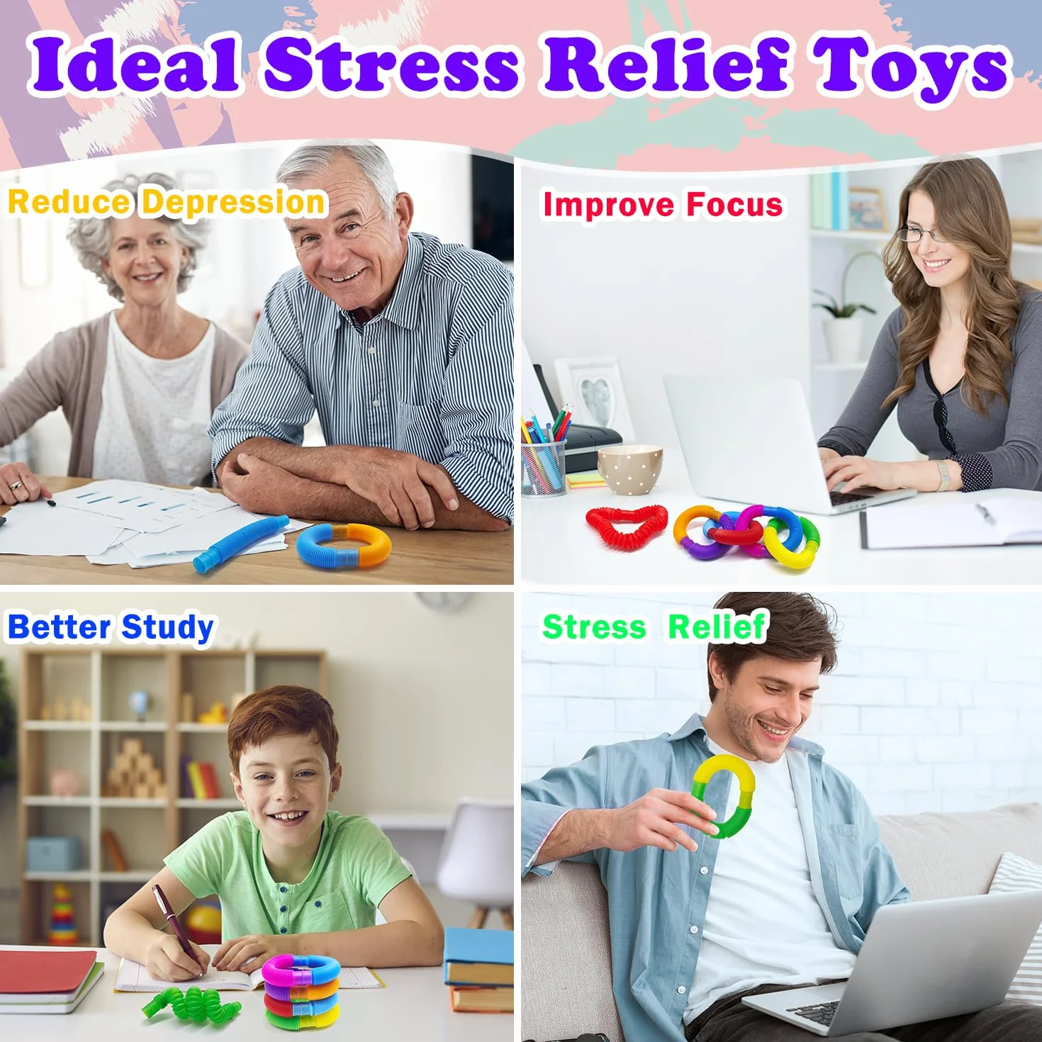 8pcs Pop Tubes, Sensory Fidget Zabawki Stretch Pipe Toy, Zabawki do nauki dla małych dzieci Kolorowe rury, Zgięte do DIY Stress Relief Dzieci Dorośli Boże Narodzenie Prezent na urodziny