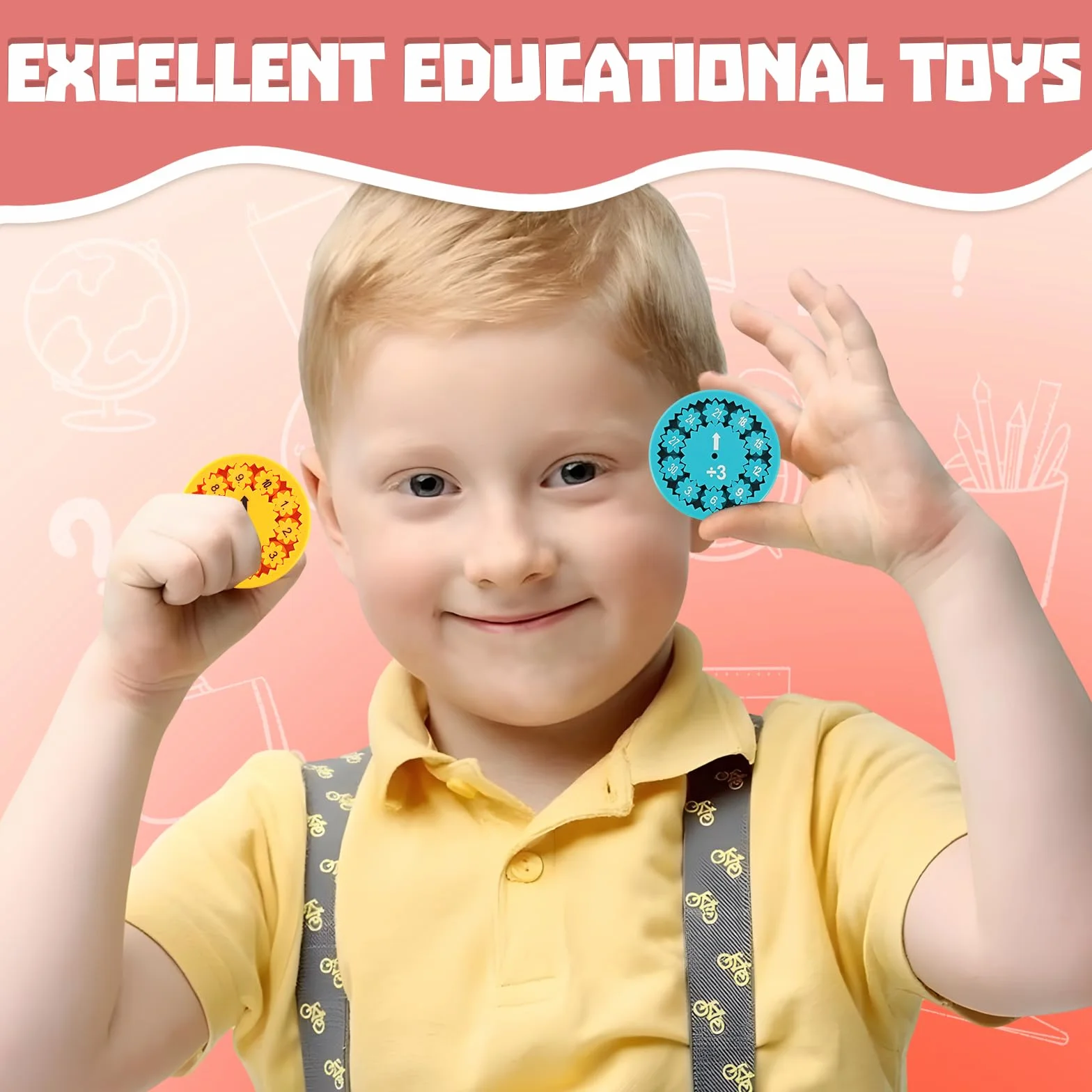 Math Fidget Spinner, 18-Częściowy Zestaw Zabawnych Zabawek Edukacyjnych Fidget (Dodawanie Odejmowanie Mnożenie Dzielenie), Spinner na Palce Łagodzący Stres, Zabawka Matematyczna Fidget