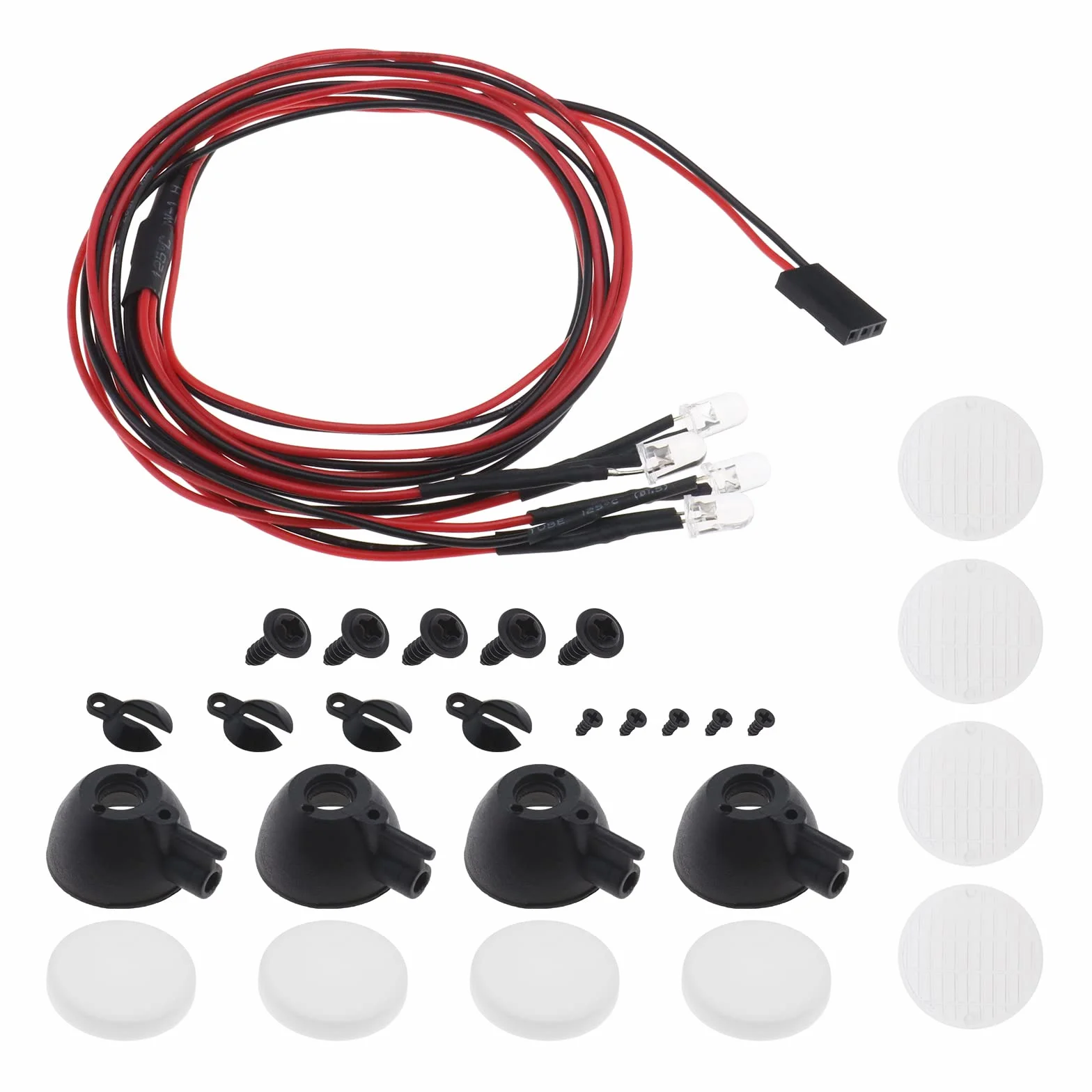 1 zestaw RC okrągłe światło LED z zestawem pokrywy kompatybilne z TRXAAXS/TRX4/SCX10/D90 1/10 RC model lampy do reflektorów samochodowych akcesoria 4 LED