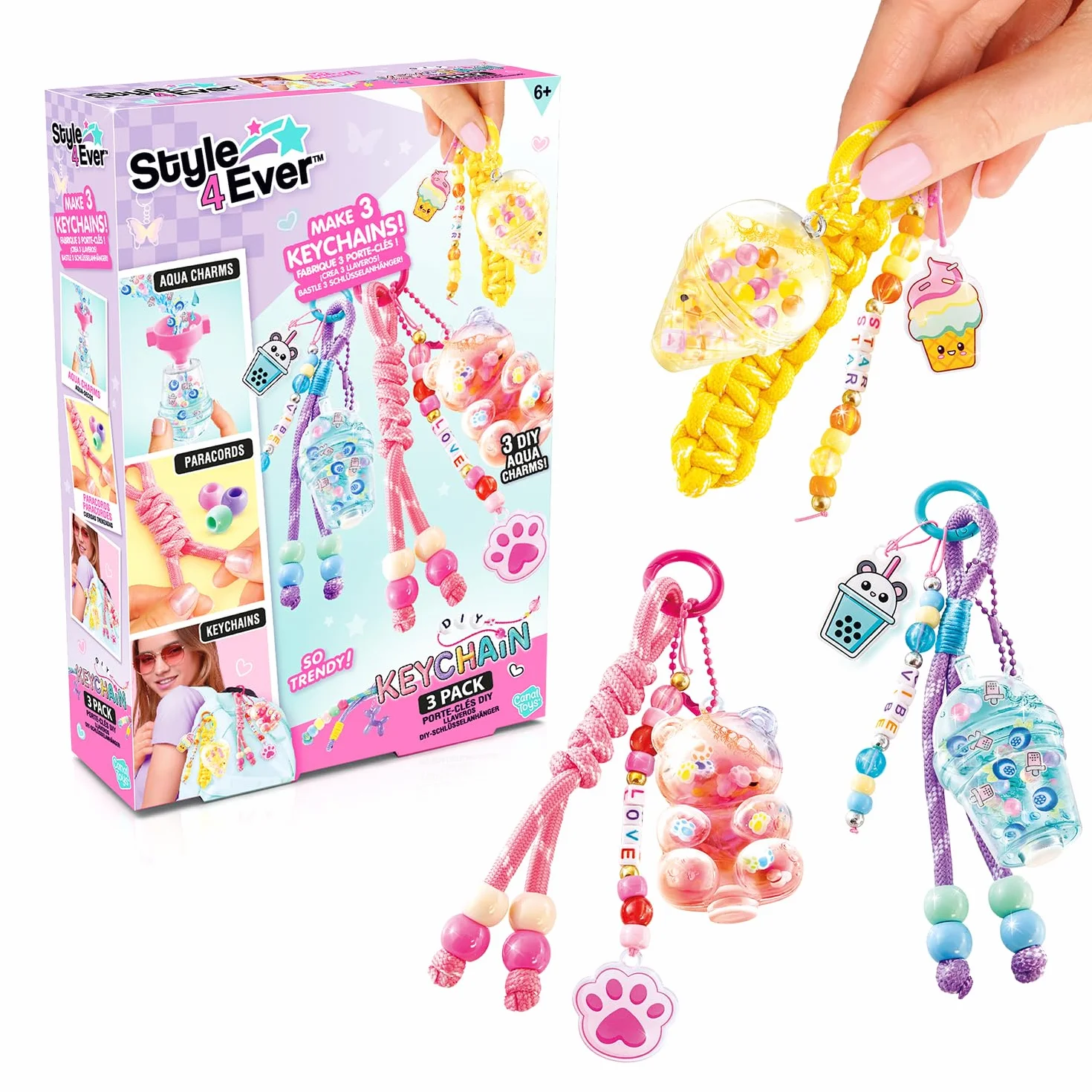 Canal Toys - Style 4 Ever - Zestaw breloczków do kluczy DIY - Stwórz zestaw 3 bardzo stylowych i modnych unikalnych kluczy - Pomysł na prezent dla dzieci od 6 lat - Kreatywny wypoczynek - OFG 367