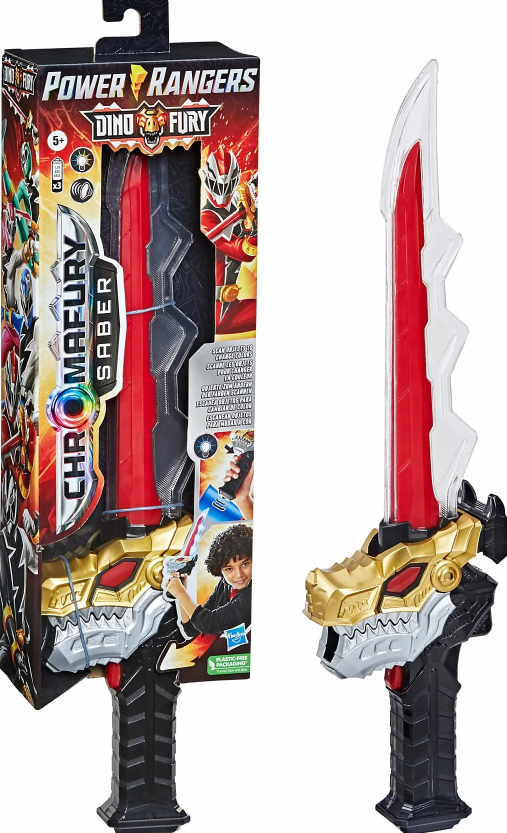 Power Rangers Dino Fury Chromafury Saber Elektroniczna zabawka do skanowania kolorów ze światłami i dźwiękami