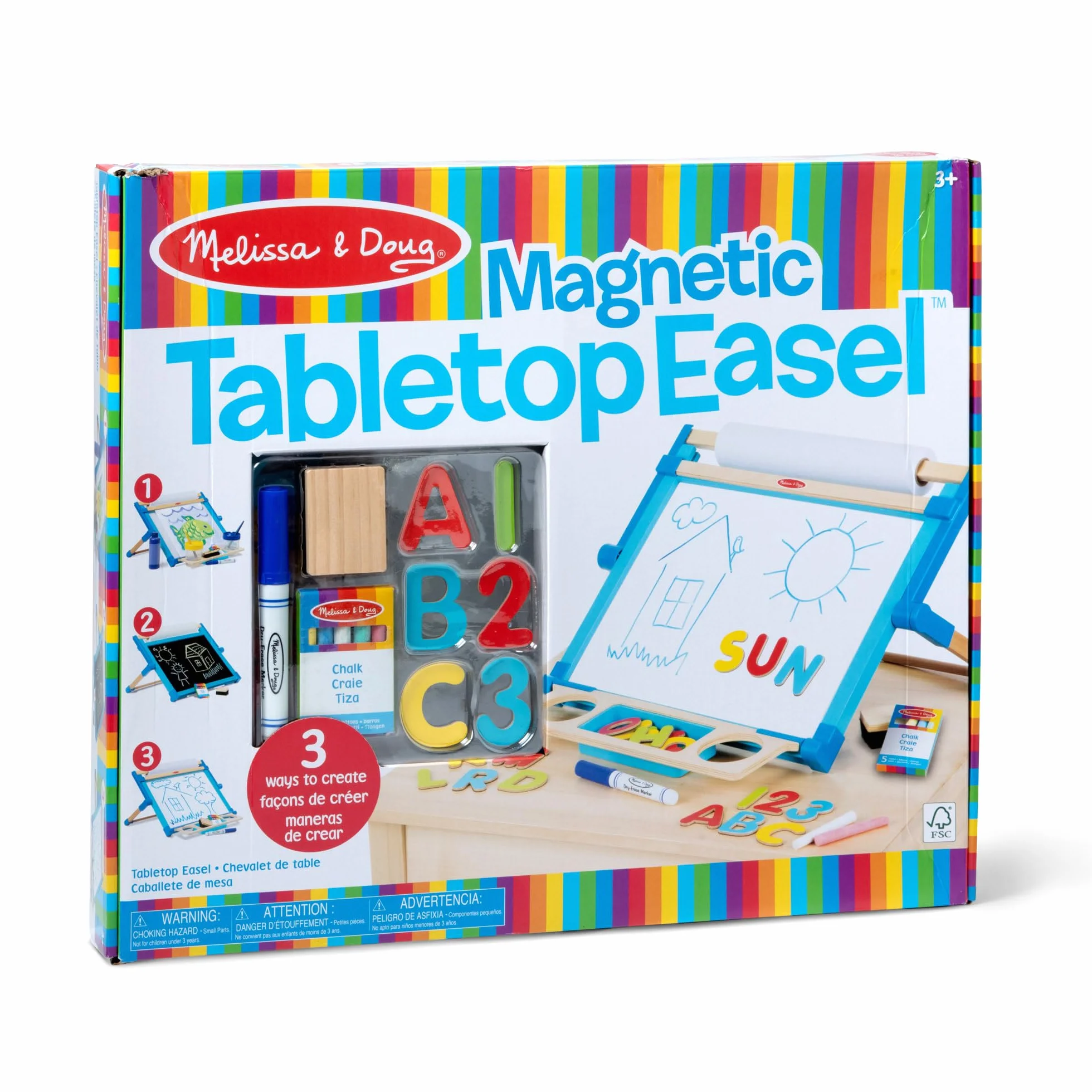 Melissa & Doug Drewniana dwustronna sztaluga stołowa, sztuka, rzemiosło, zabawa udawana, 3+, wielokolorowa, 44,45 cm wys. x 52,705 cm szer. x 6,985 cm dł