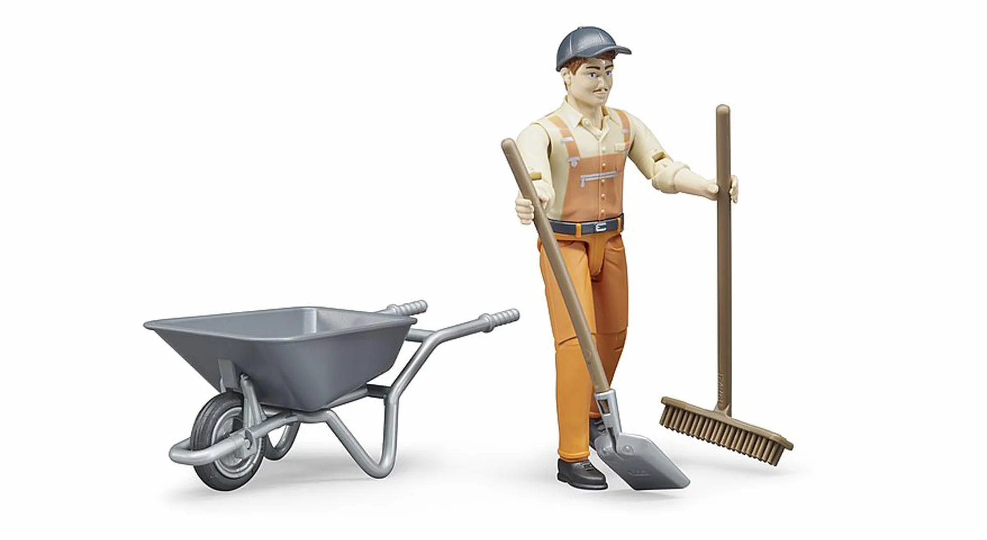 bruder 62130 - bworld Miniaturowy zestaw Pracownik komunalny - 1:16 Miniatura, Pojazd budowlany, Pracownik budowlany, Farma, Człowiek