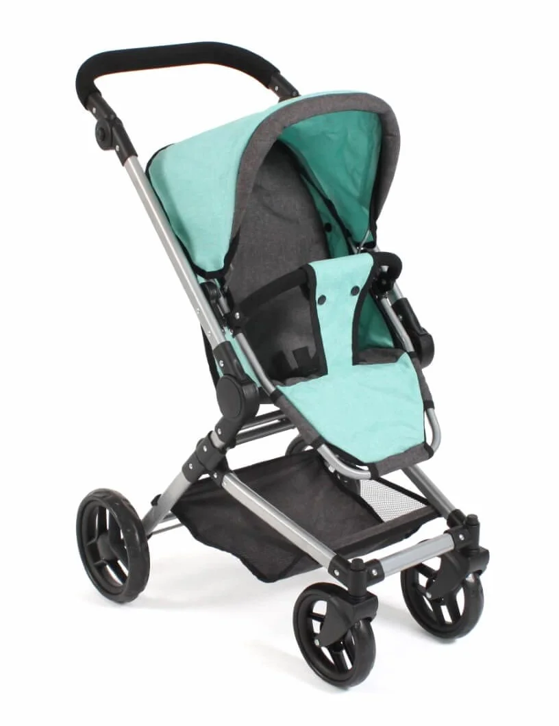 Bayer Chic 2000 645 42 wózek dla lalek kombi 3 w 1, melanż, antracytowo-miętowy, 61 x 44,5 x 85 cm