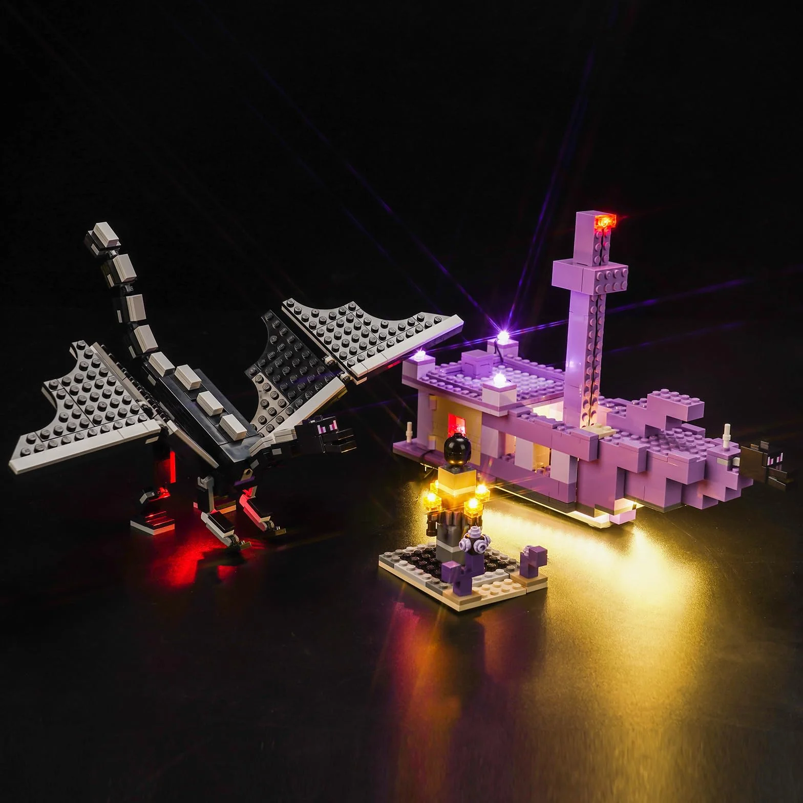 Zestaw świateł LED do Lego Minecraft, smok i statek końcowy 21264, oświetleniowy zestaw dla kreatywnych zabaw