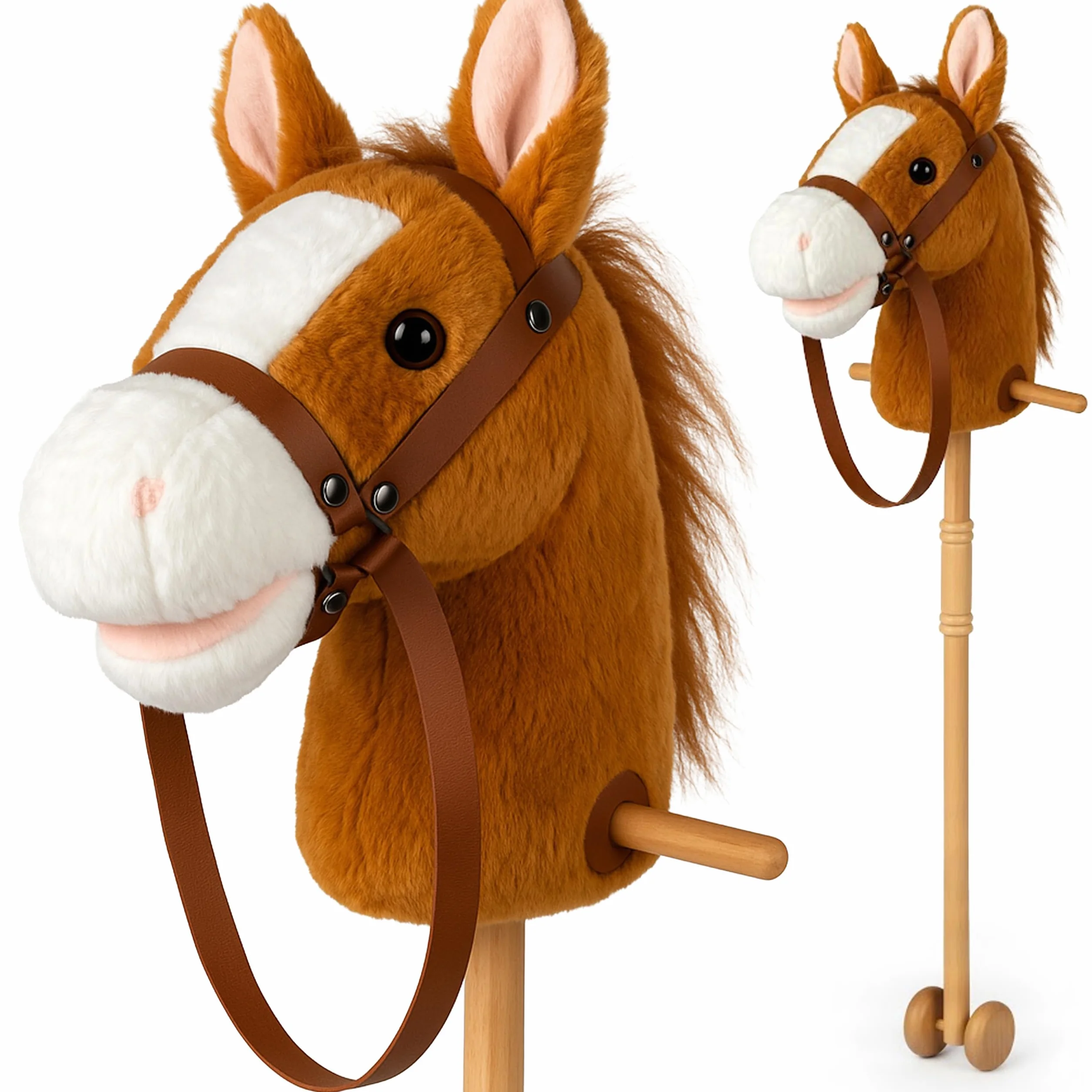 Hobby Horse - Koń na Kiju z Efektami Ryczenia, Głowa Konia A4 z Ogłowiem, Lekka i Ergonomiczna konstrukcja, Zabawa dla dzieci 3+ na świeżym powietrzu