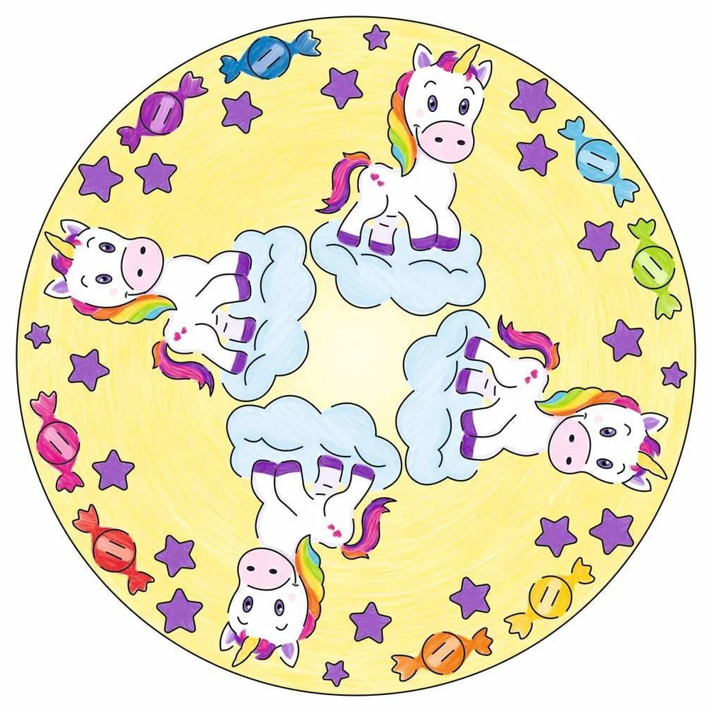 Ravensburger Mandala Designer Unicorn 29703, Zeichnen lernen für Kinder ab 6 Jahren, Zeichen-Set mit Mandala-Schablonen für farbenfrohe Mandalas