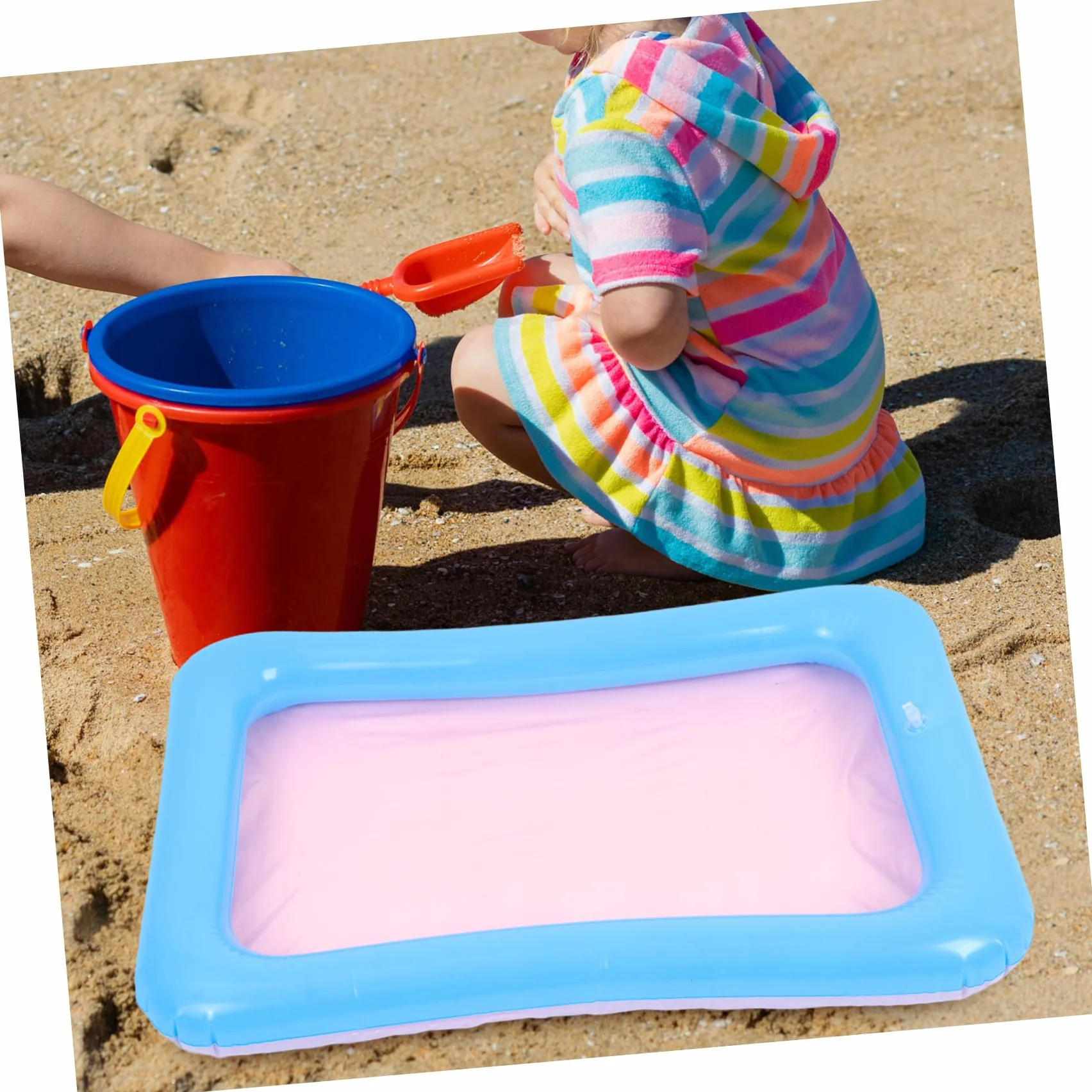ifundom Nadmuchiwana Taca Do Piasku dla Chłopiec Dziewczynka Wielofunkcyjna Piaskownica Inflatable Mini Staw Łowienia Zabawek Przenośny Stół Piasku i Zabaw Idealna Lato