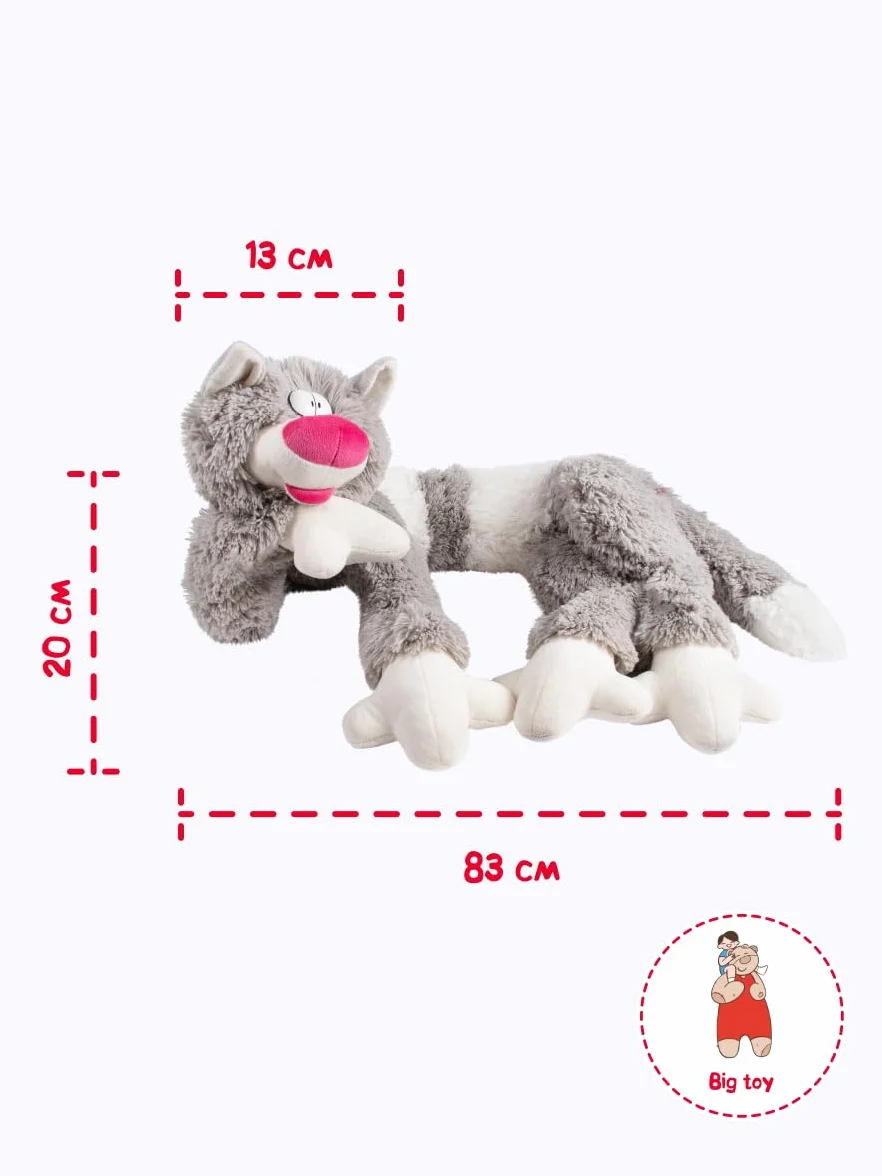 FANCY Pluszowy Kot Długi 83 cm, Pluszak do Spania w Kształcie Kota, Wielki Pluszak dla Dzieci 0+ i Dorosłych, Pluszak XXL