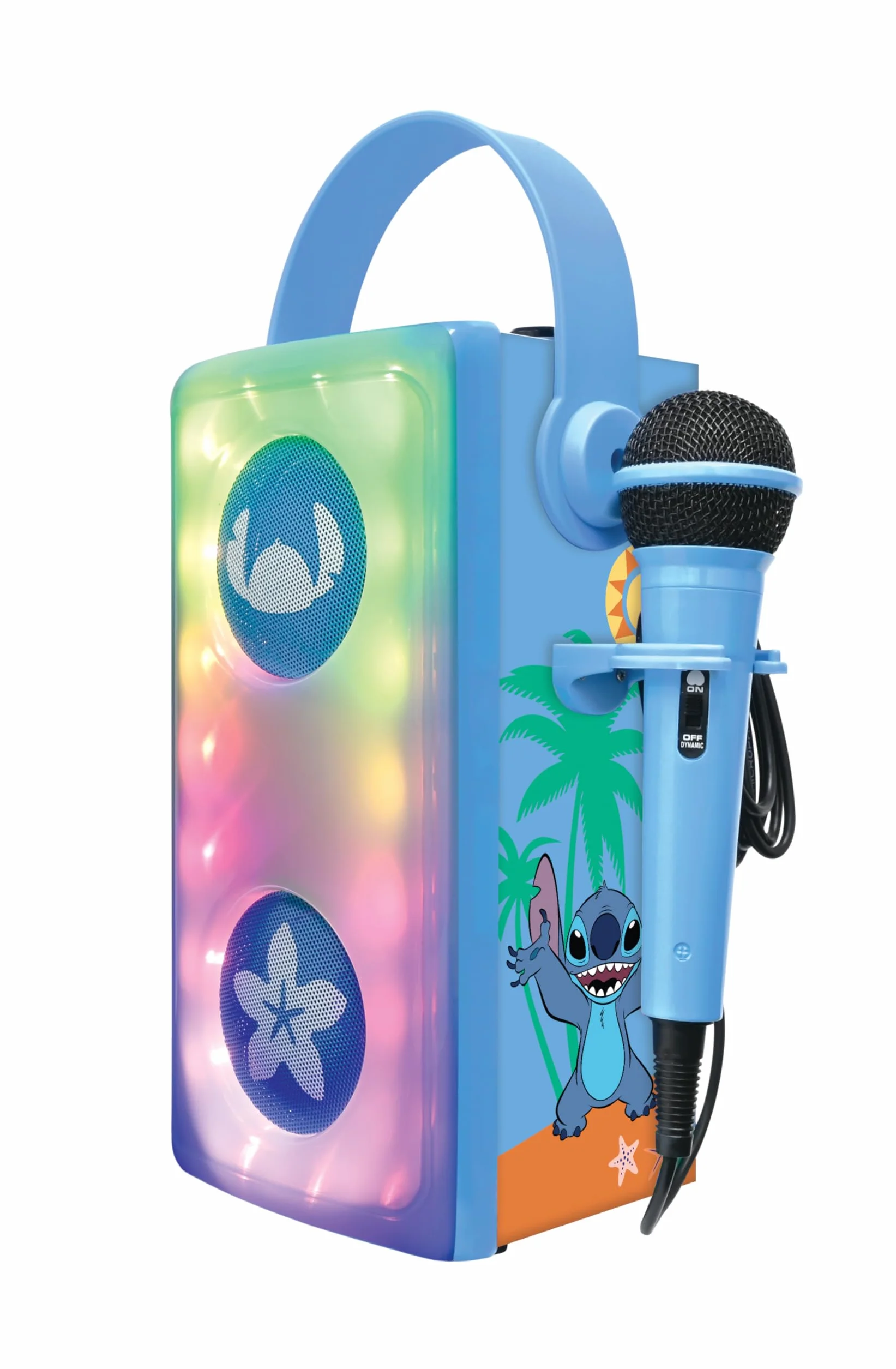 Lexibook, Disney Stitch, Bezprzewodowy Głośnik Bluetooth z Mikrofonem, Wielokolorowe Efekty Świetlne, Gniazdo na Kartę SD, Tf, Akumulator, Niebieski, BTP185DZ