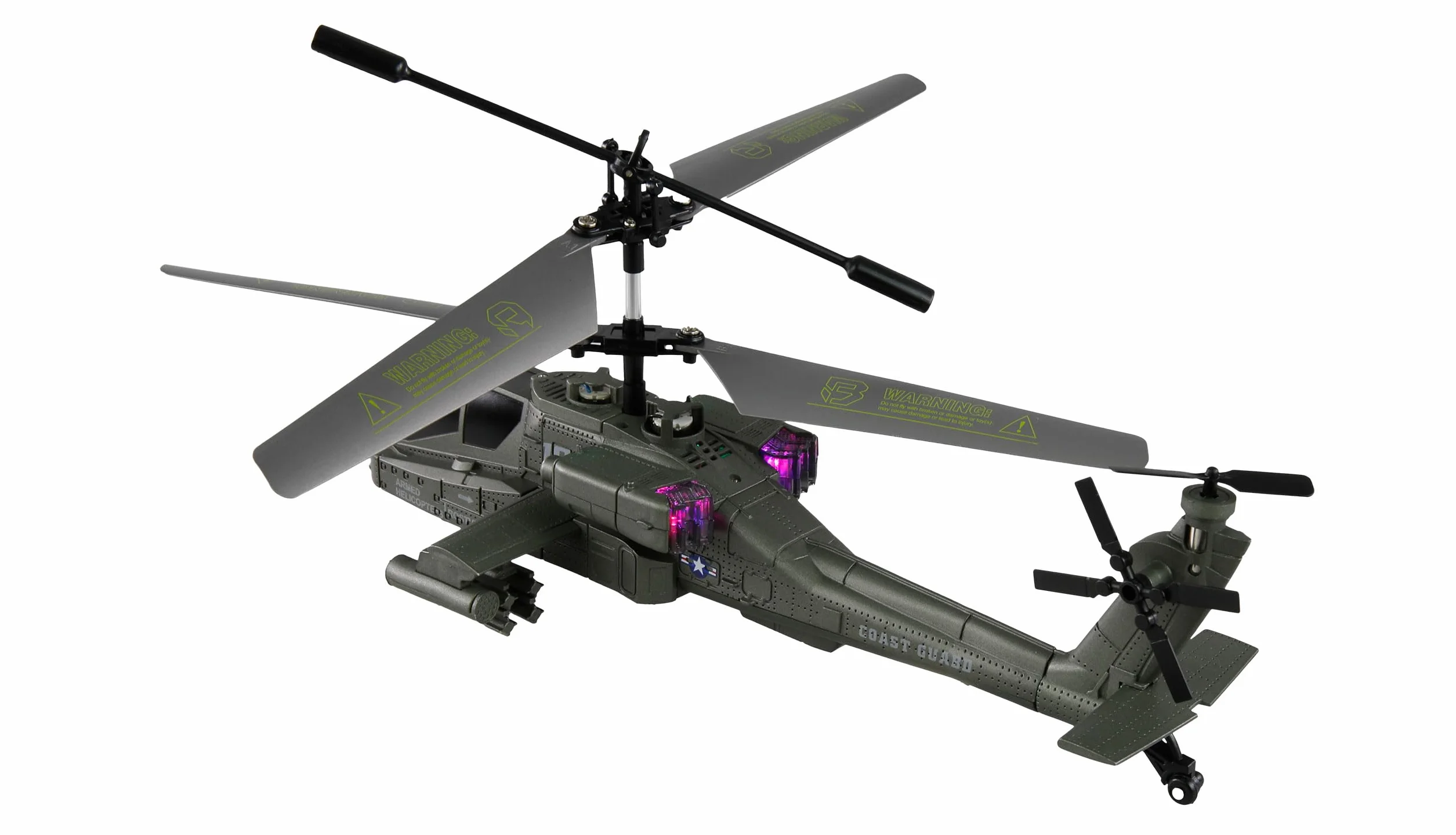 Apache AH-64 Helicopter Coaxial 3,5-kanałowy RTF z pilotem zdalnego sterowania, akumulator, kabel do ładowania, 250 mm, ciemnozielony