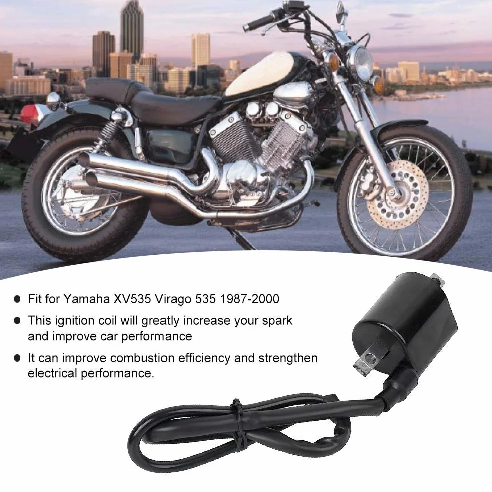 Qiilu Cewka zapłonowa motocykla, cewka zapłonowa akcesoria motocyklowe pasuje do Virago 535 XV535 1987-2000