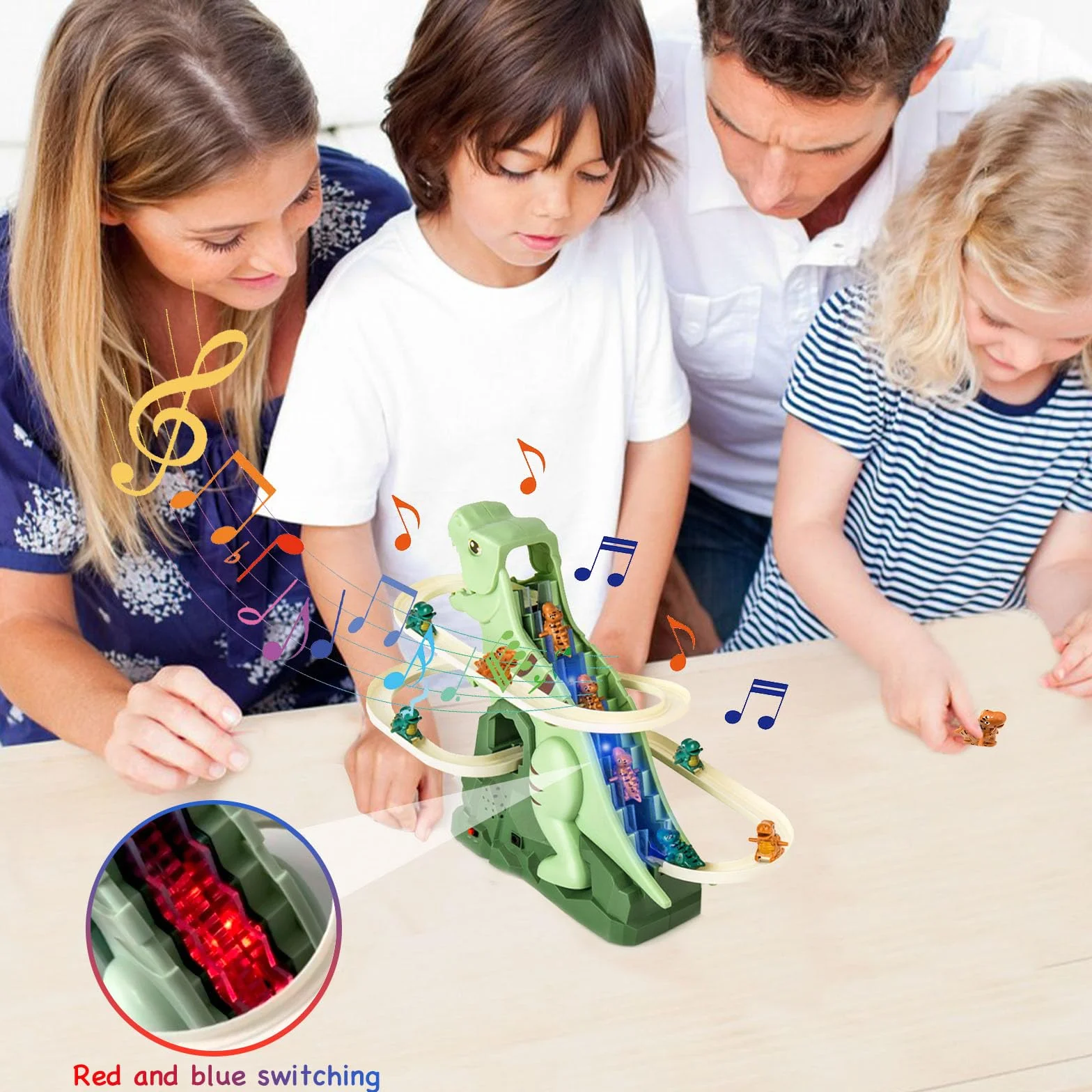 Zabawka do Wchodzenia po Schodach, Tor Wyścigowy Dinozaurów, Zjeżdżalnia Edukacyjna dla Dzieci, Elektryczna Ścieżka z Dinozaurami i Muzyką, Zabawka dla Chłopców Dziewcząt