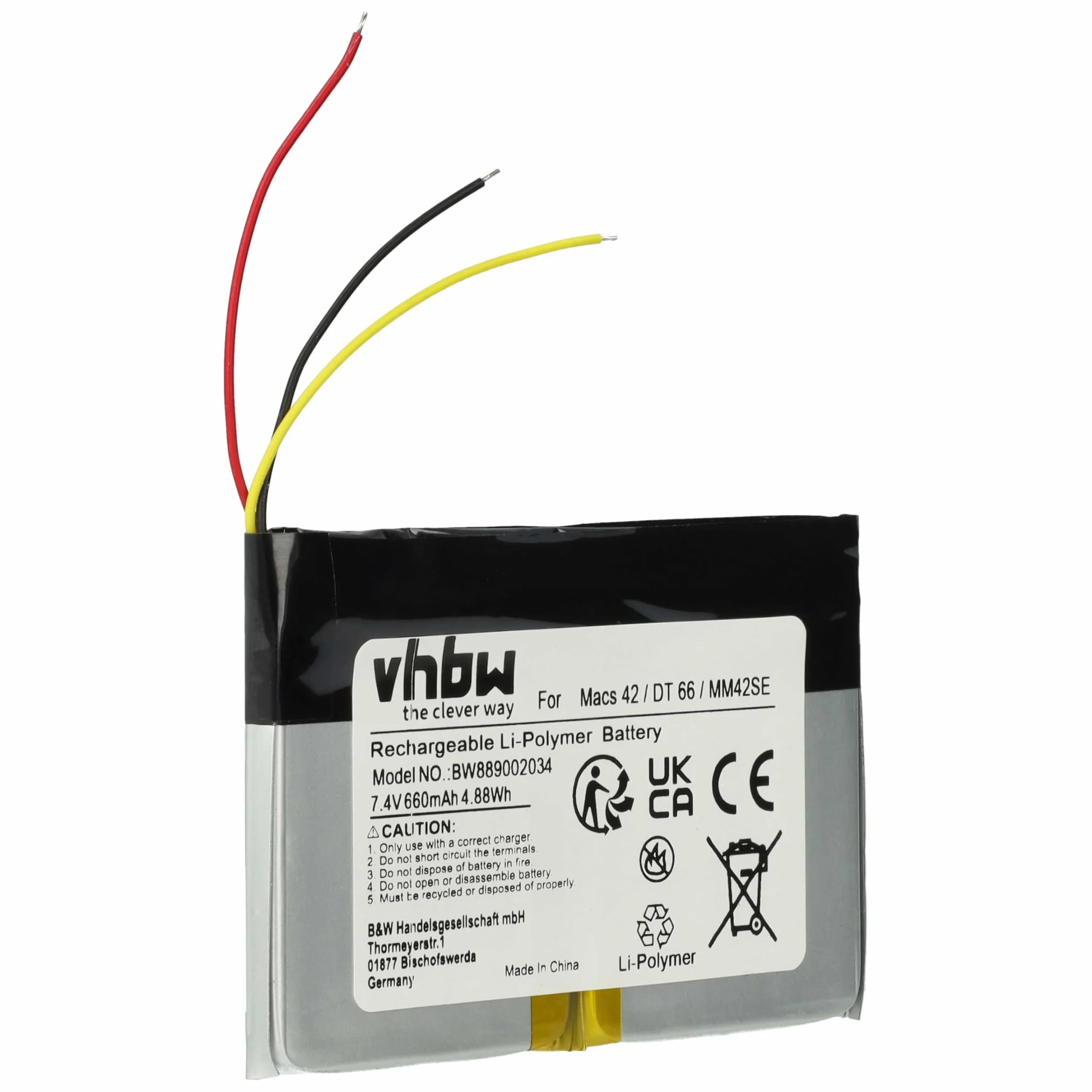 vhbw Bateria zastępuje Hella Gutmann 2S/LPP443441 S do systemu diagnostycznego (660 mAh, 7,4 V, Li-Poli)