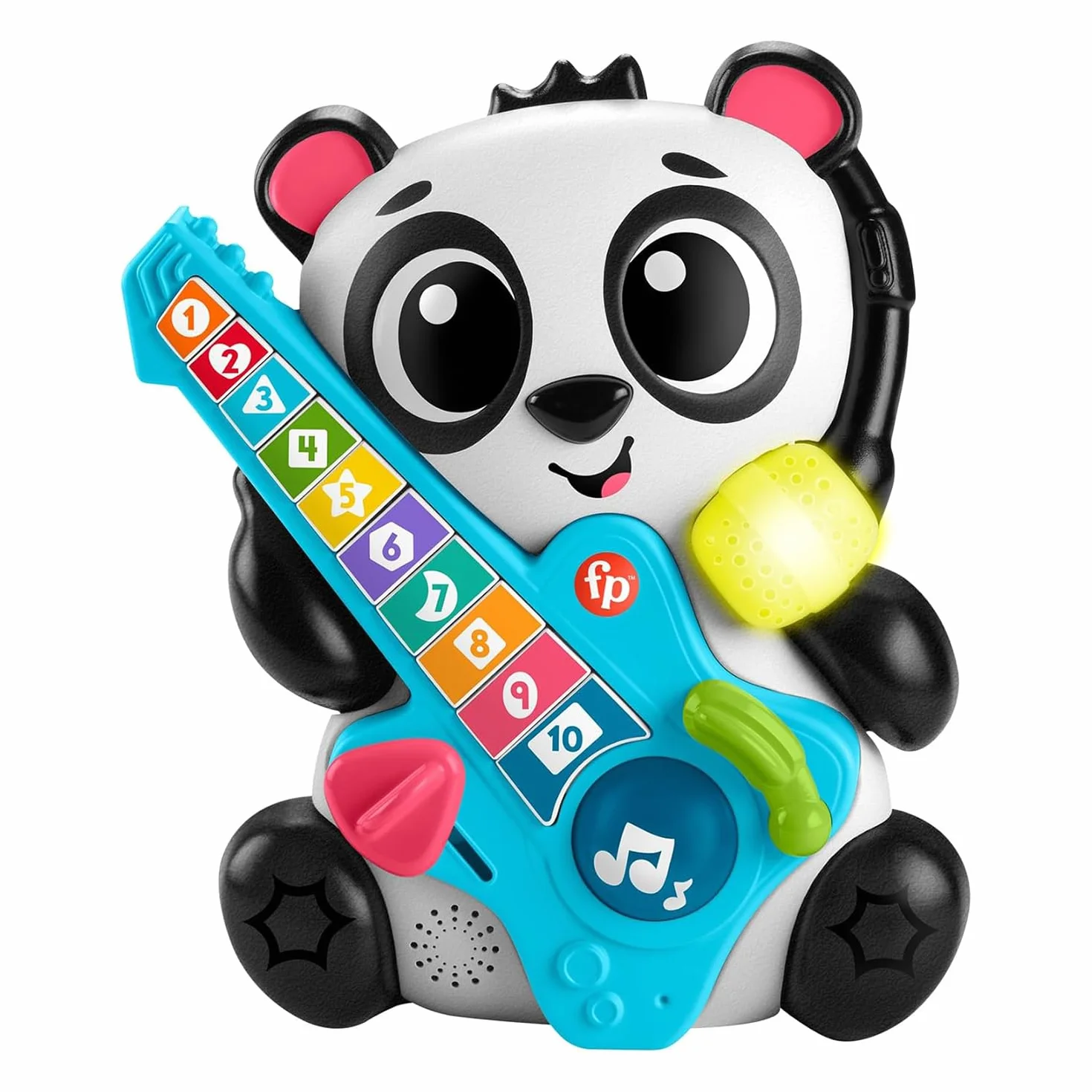Fisher- Price Animal Band - Gina la Pandina Uczymy się liczyć, interaktywna panda do nauki z 10 klawiszami i 70 piosenkami, światłami, dźwiękami i mikrofonem, zabawka dla dzieci, 9+ miesięcy, HYL03