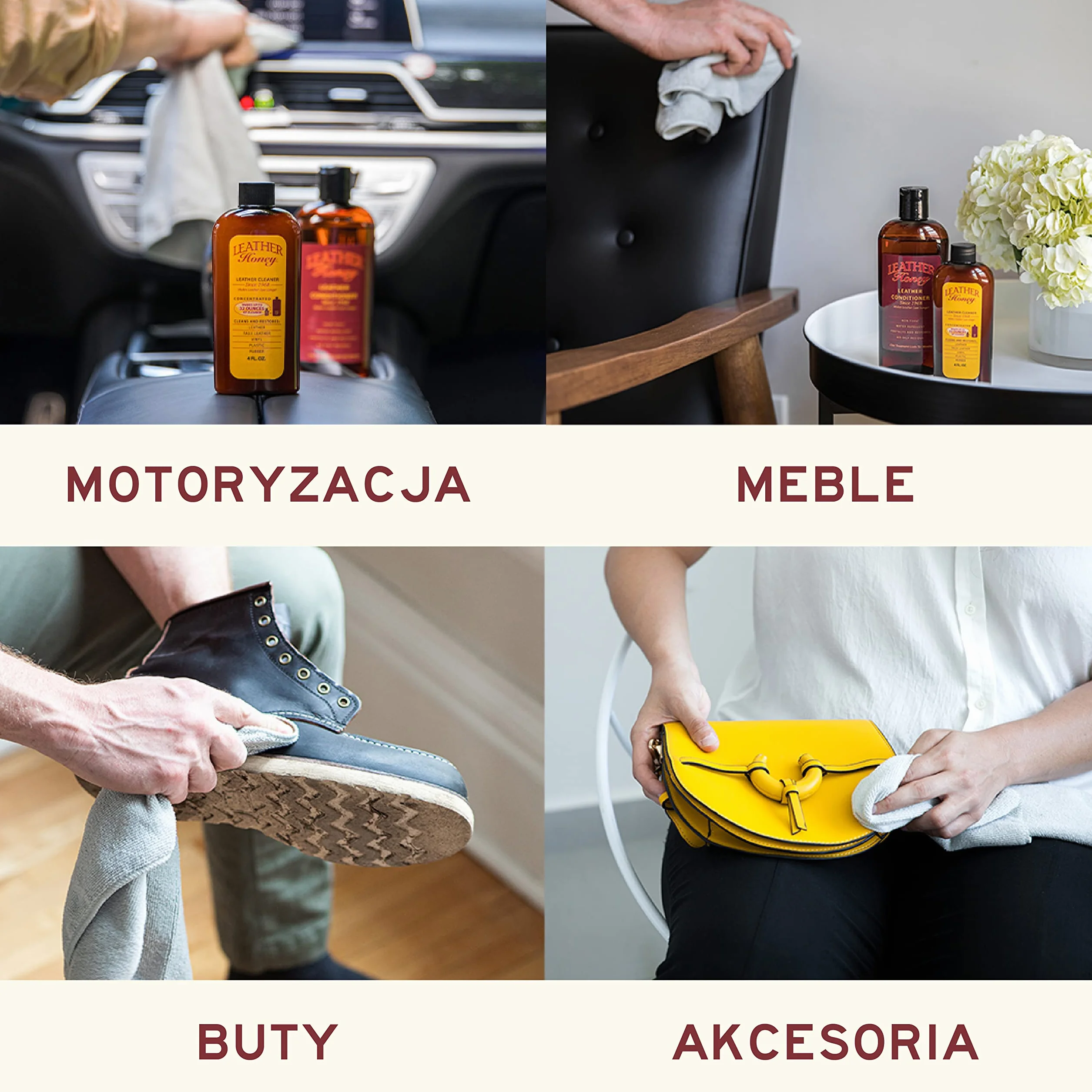 Leather Honey Odżywka do Skóry - Leather Conditioner Premium, na Rynku od 1968, do Odzieży Skórzanej, Mebli, Butów, Toreb i Galanterii, we Wnętrzach Samochodowych, Nietoksycznych