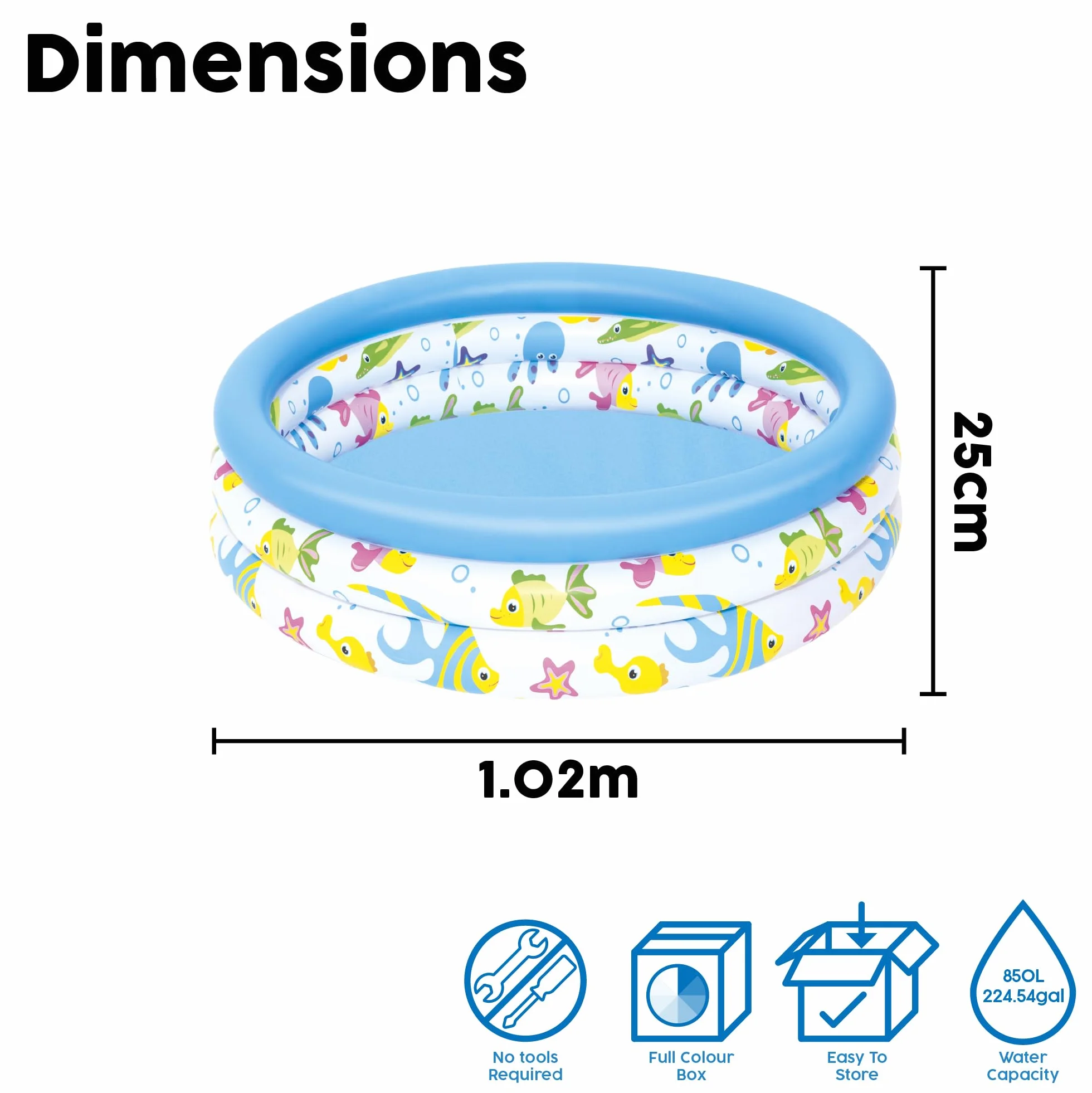 Bestway 1051008Xxx19 Φ40" X H10"/Φ1.02M X H25Cm Coral Kids Pool