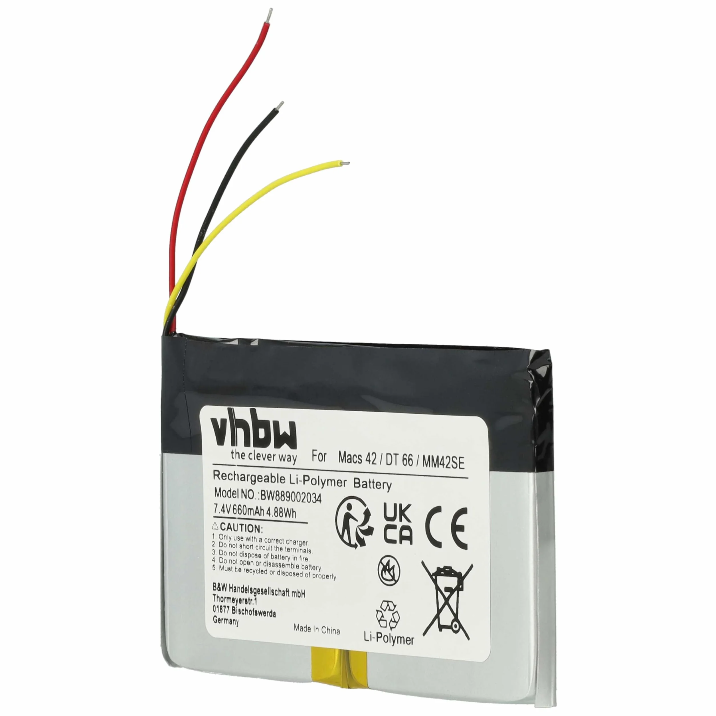 vhbw Bateria zastępuje Hella Gutmann 2S/LPP443441 S do systemu diagnostycznego (660 mAh, 7,4 V, Li-Poli)