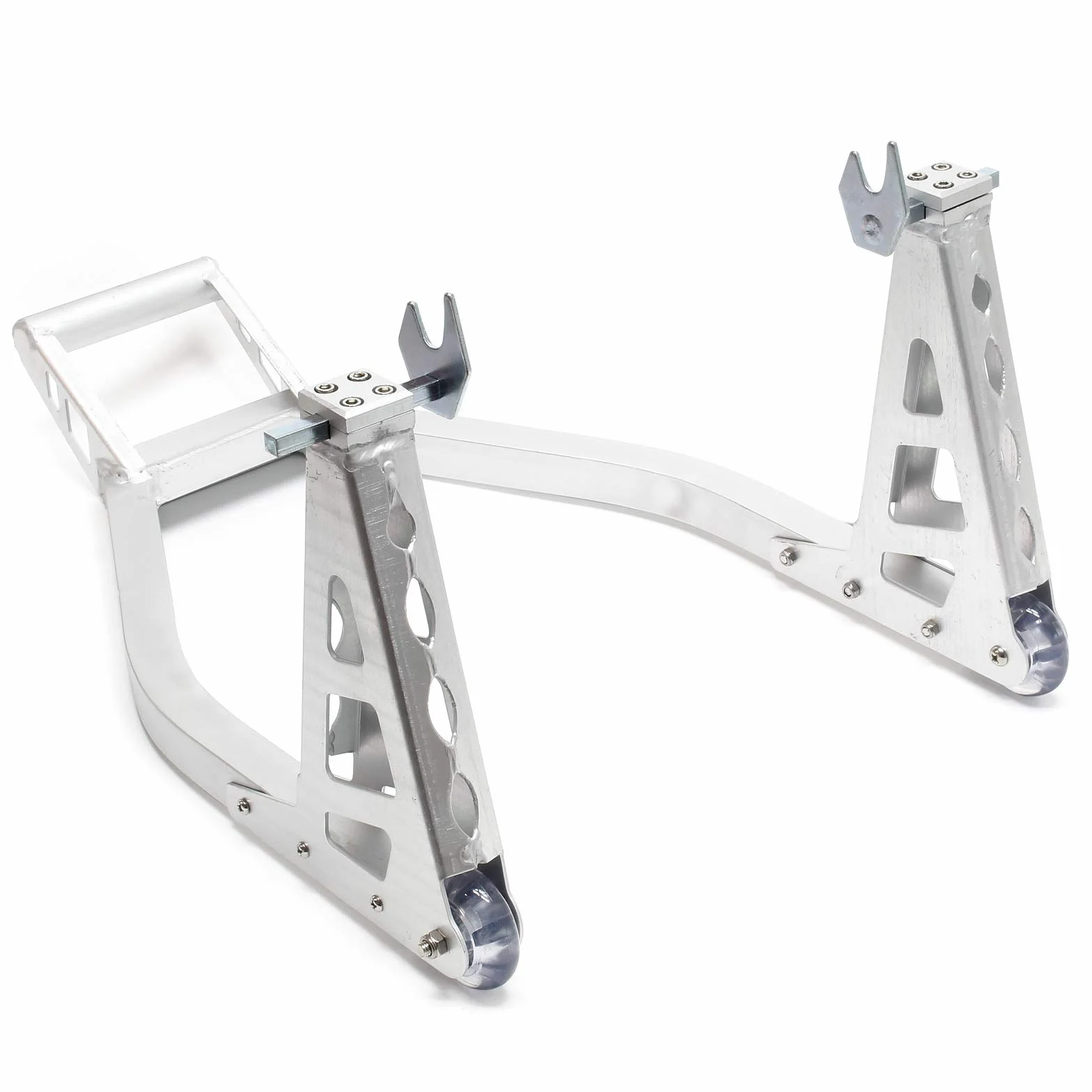 Wiltec Stojak na motocykl do tylnego koła 230-345 mm z aluminium do maks. 317 kg, stojak do serwisu motocyklu, uchwyt z dwoma kółkami