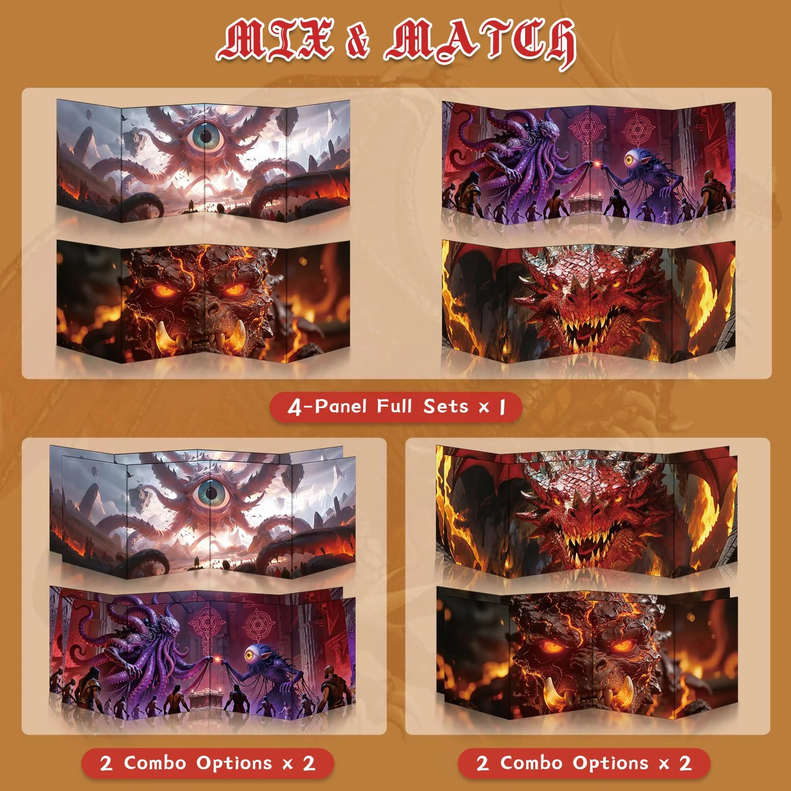 Byhoo Ekran DM 2 sztuki do D&D 5E – akcesoria DND, wodoodporne, wielokrotnego użytku, potrójnie składany, przenośny, format A4, kompatybilny z zasadami rdzenia 5E