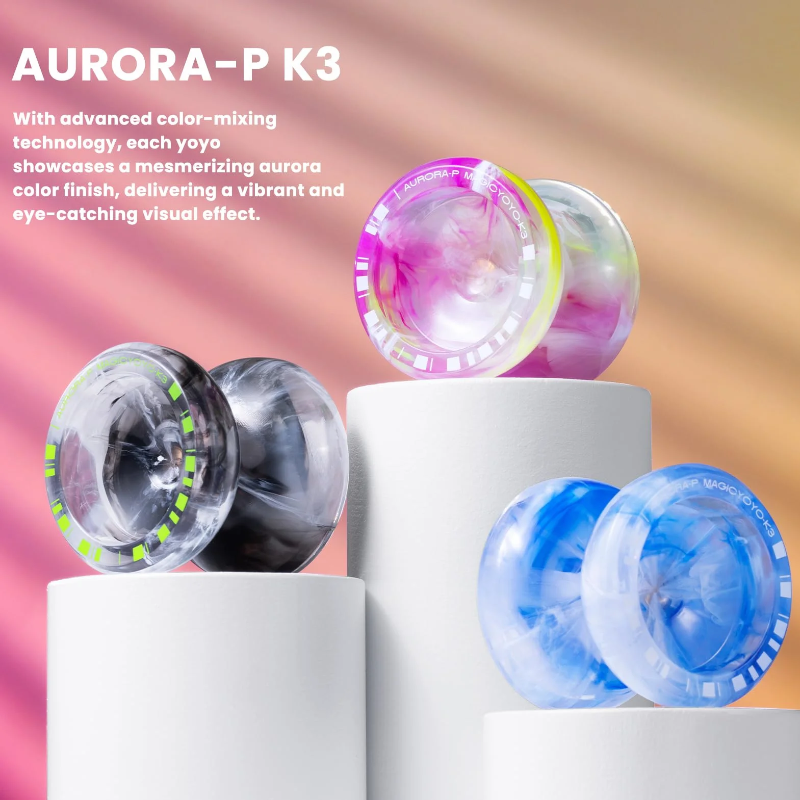 MAGICYOYO K3 Aurora-p, Professional JoJo With Finger Spin for Kids, Responsive and Non-Responsive With 12 Strings and Accessory Set (Dark Green)