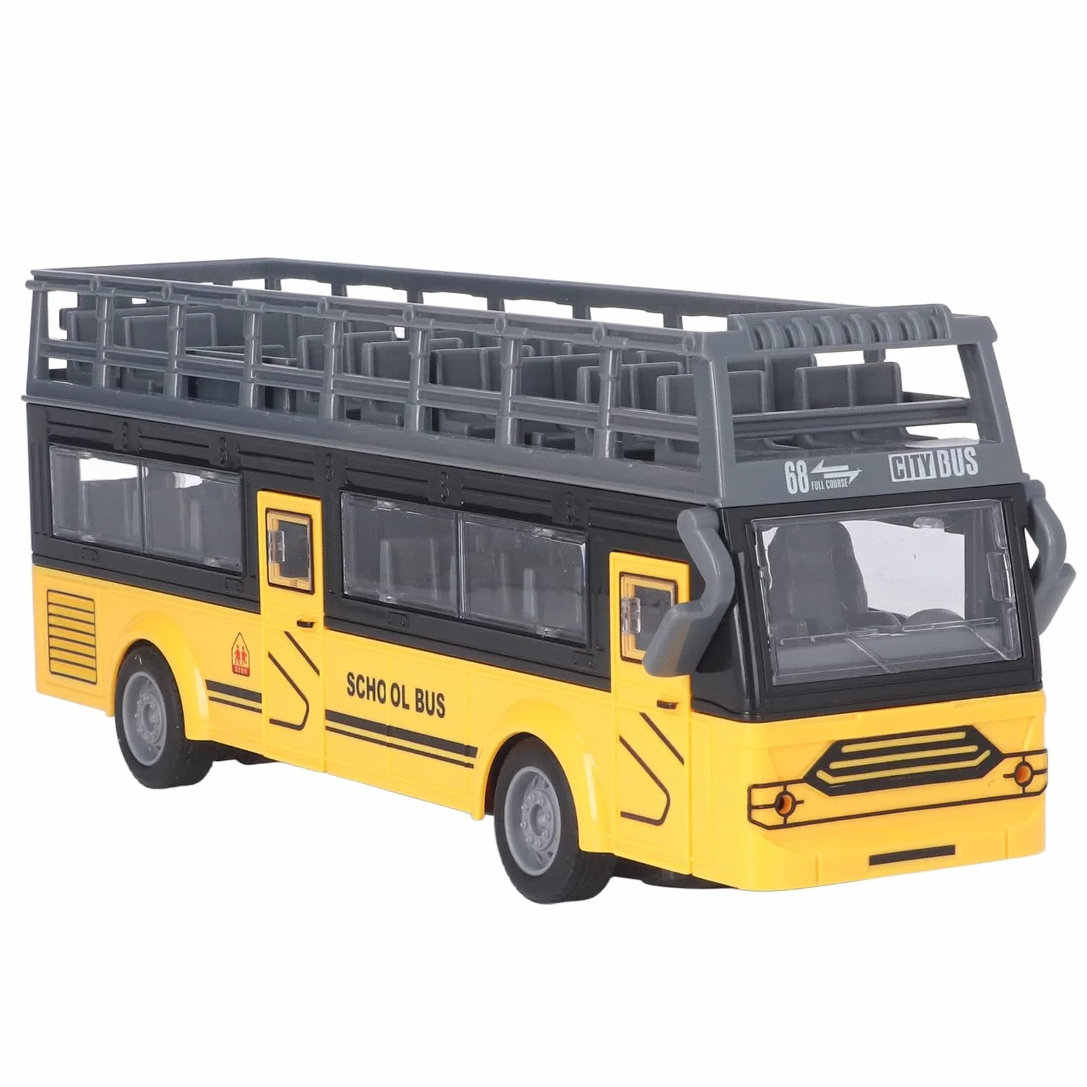 Zdalnie Sterowany Autobus Piętrowy, Drobne Szczegóły 4-kanałowy Autobus RC Bezpieczne Otwieranie Drzwi do Zabawek (QH204 7 Autobus szkolny)