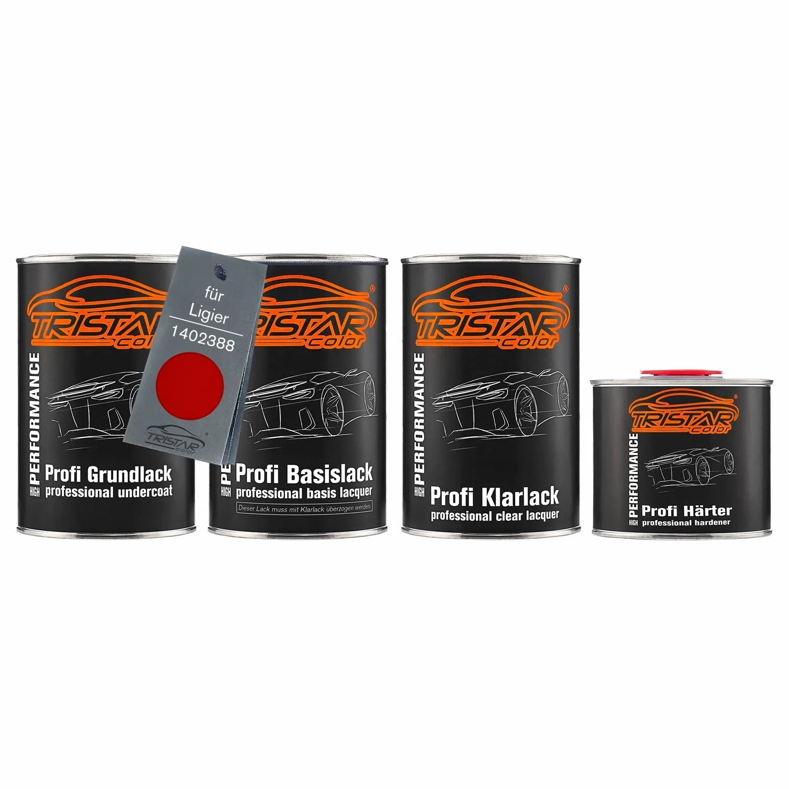 TRISTARcolor Lakier samochodowy Zestaw gotowy do natrysku dla Ligier 1402388 Rouge Toledo Perl Lakier bazowy + lakier bezbarwny 2K 3,5L