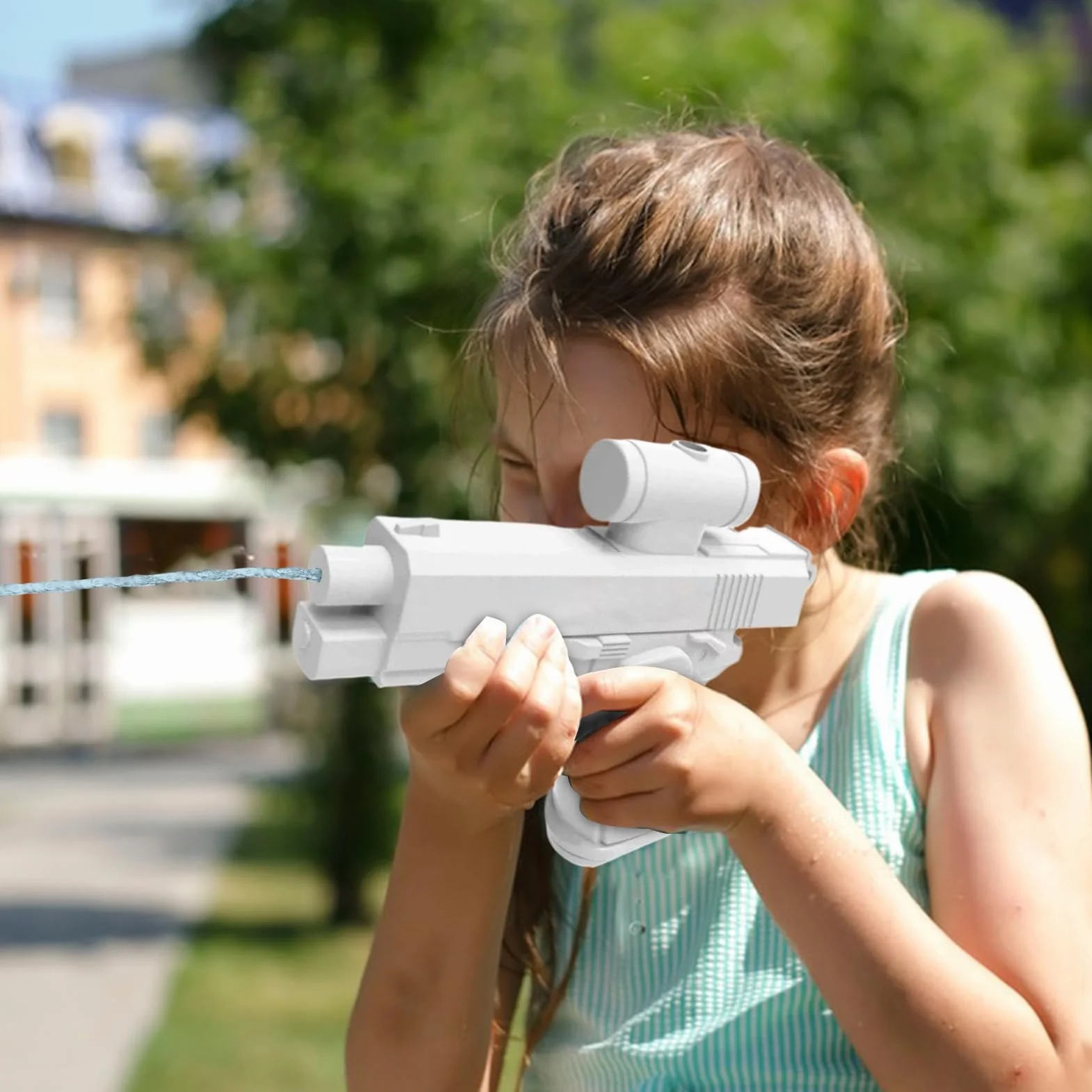 Prank dwukierunkowy pistolet na wodę, odwrócony spray do wody Squirter Toys | Zabawka do wyciskania wody | Pistolet na wodę może być używany z przodu i z tyłu, latem na świeżym powietrzu, do kąpieli
