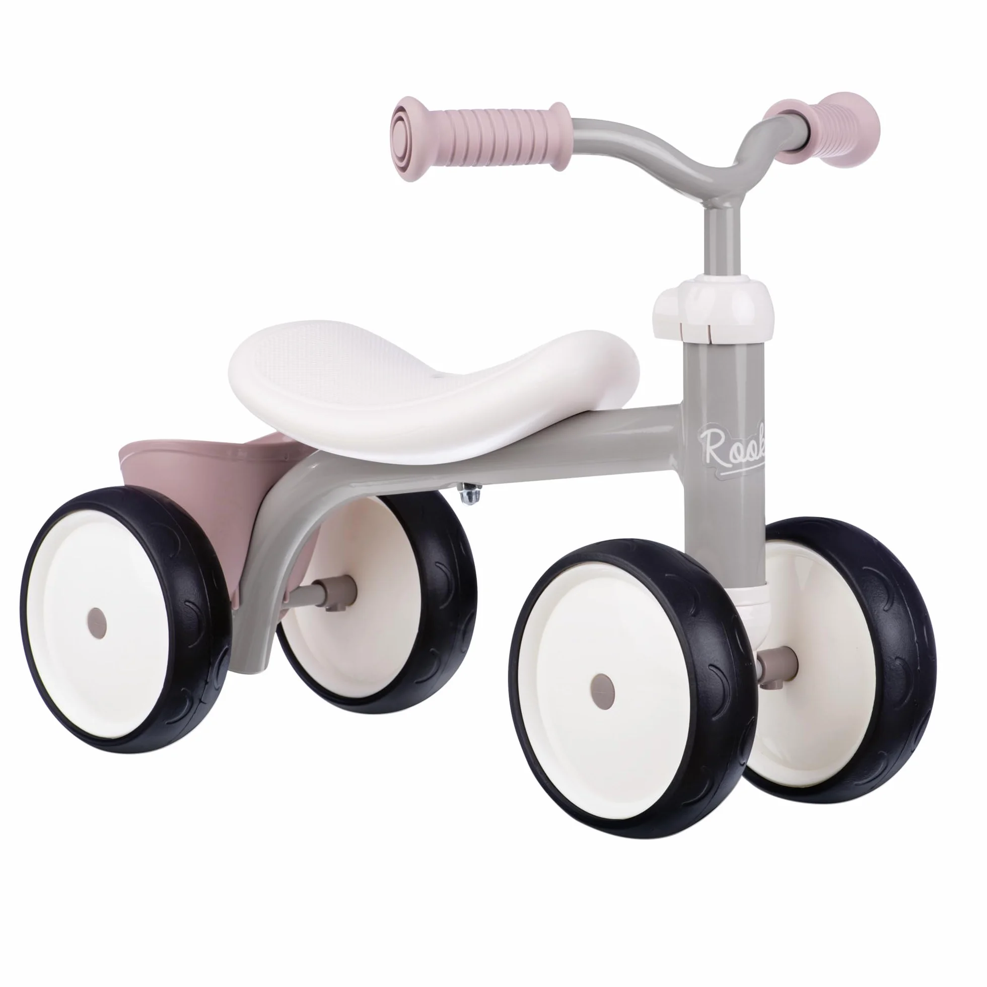 Smoby - Rookie Pink Ride-On - Metal - Zakrzywione siodełko - Ciche koła - Skrzynia na zabawki - Wczesne lata - Od 12 miesięcy