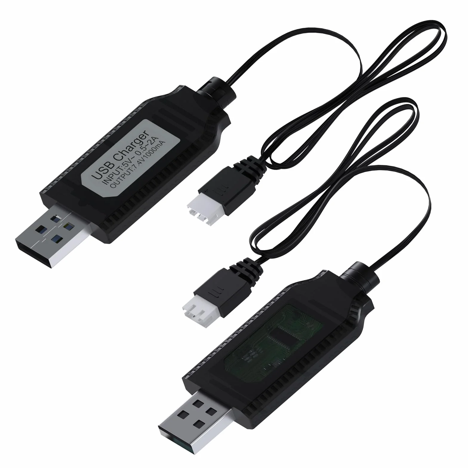 MMOBIEL 2 szt. kabel USB do ładowania wskaźnik LED kompatybilny z bateriami 800 mA 2 S 7,4 V LiPo do dron RC/Quadcopter/pojazdów ze złączem XH-3P