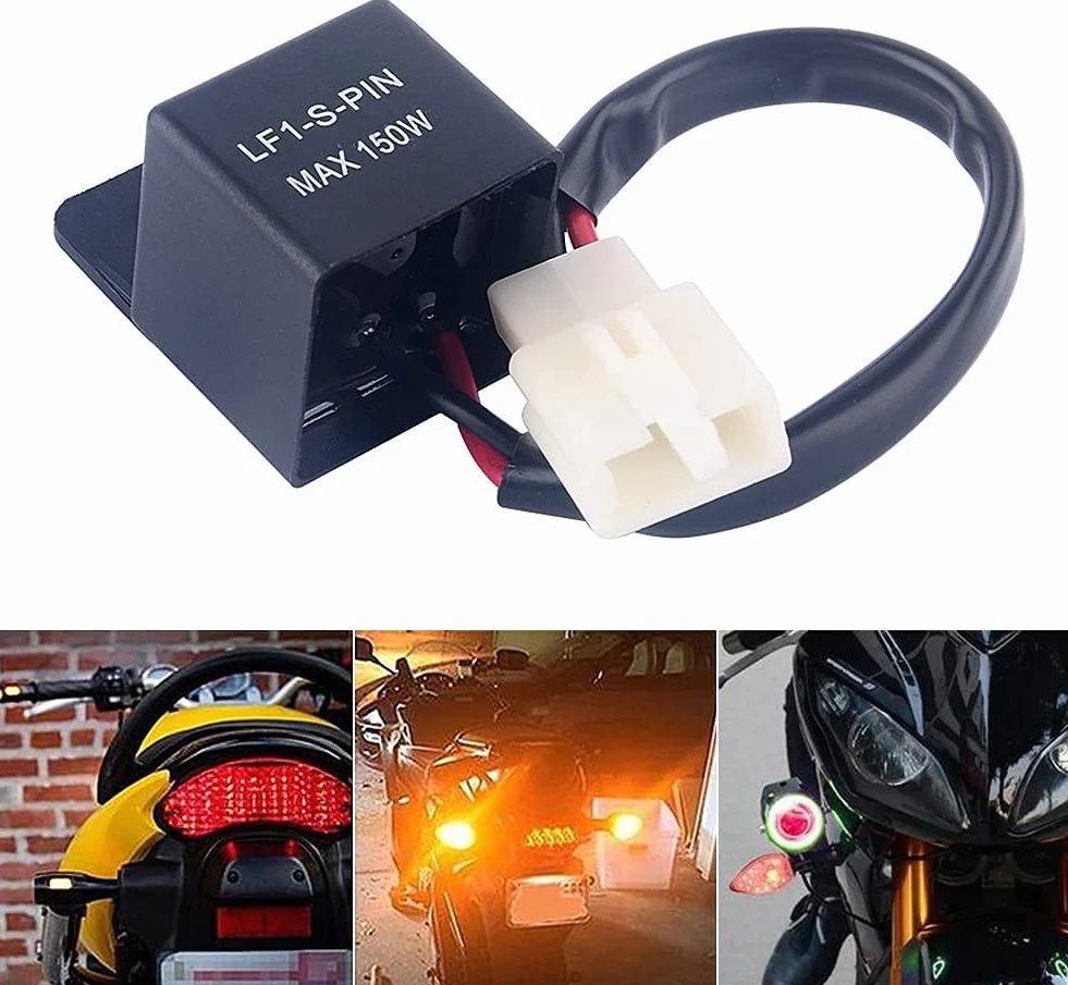 GUUZI 2-Pin LED Przekaźnik Migaczy, Automatyczny Motocyklowy 150W 12V z Kablem do Sterowania Prędkością Sygnału Skrętu LF1-S-PIN