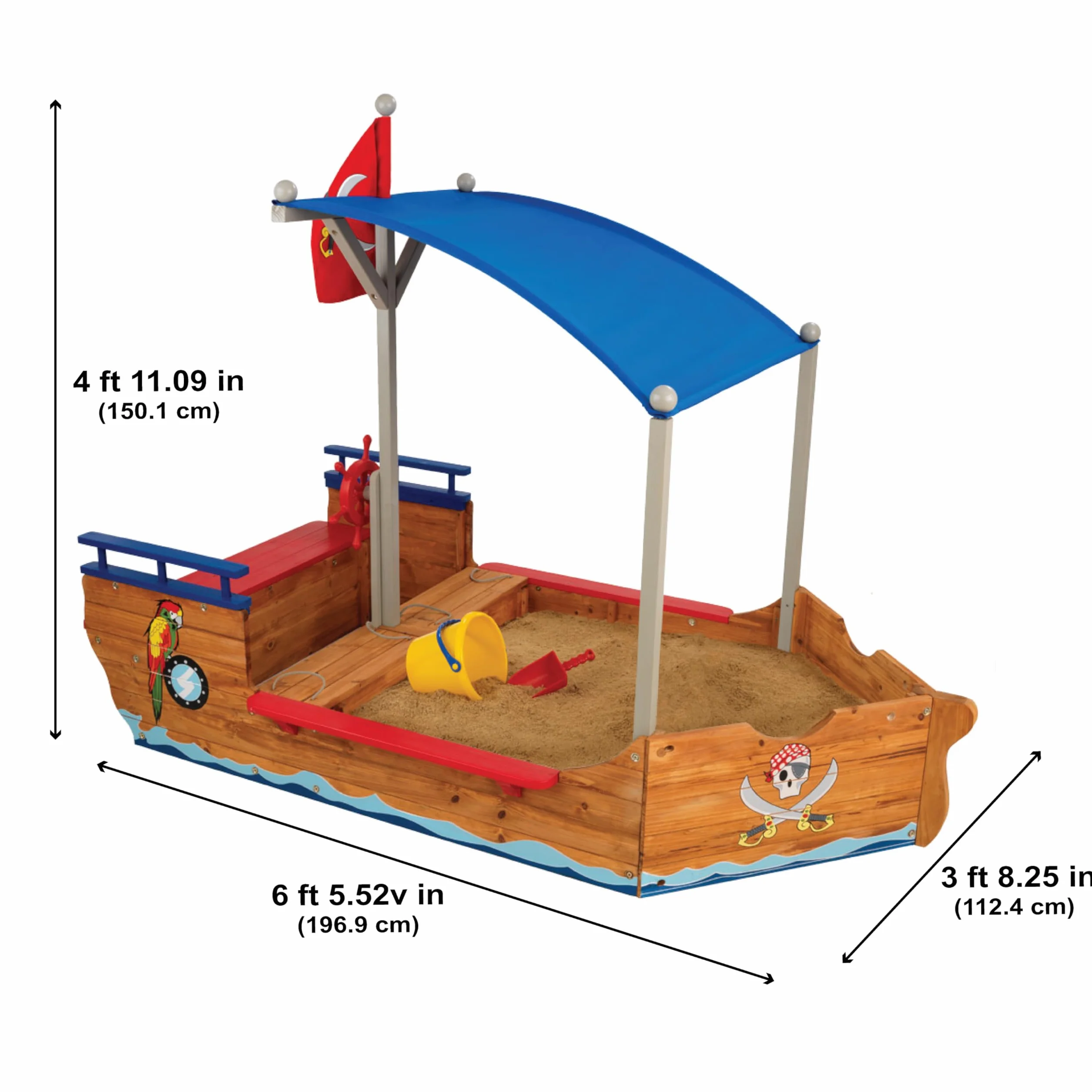 KidKraft Piracka piaskownica z drewna, 128 szt