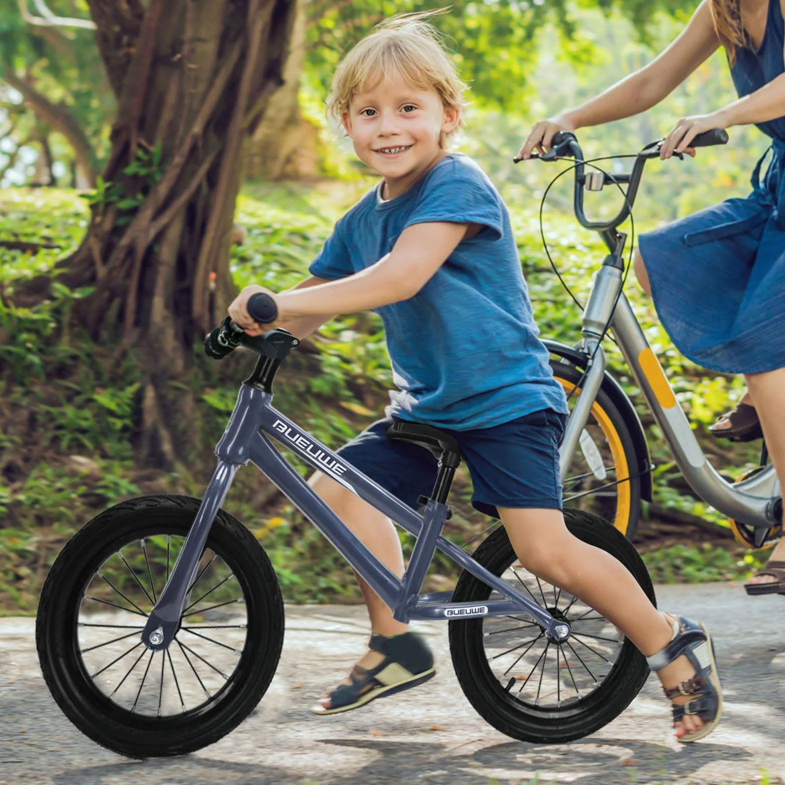 Kid Balance Bike 16 cali dla 4 5 6 7 8-letnich chłopców i dziewcząt, lekki rower bez pedałów, regulowane siedzenie, stal węglowa, opony pneumatyczne, zabawki sportowe na świeżym powietrzu,Blue