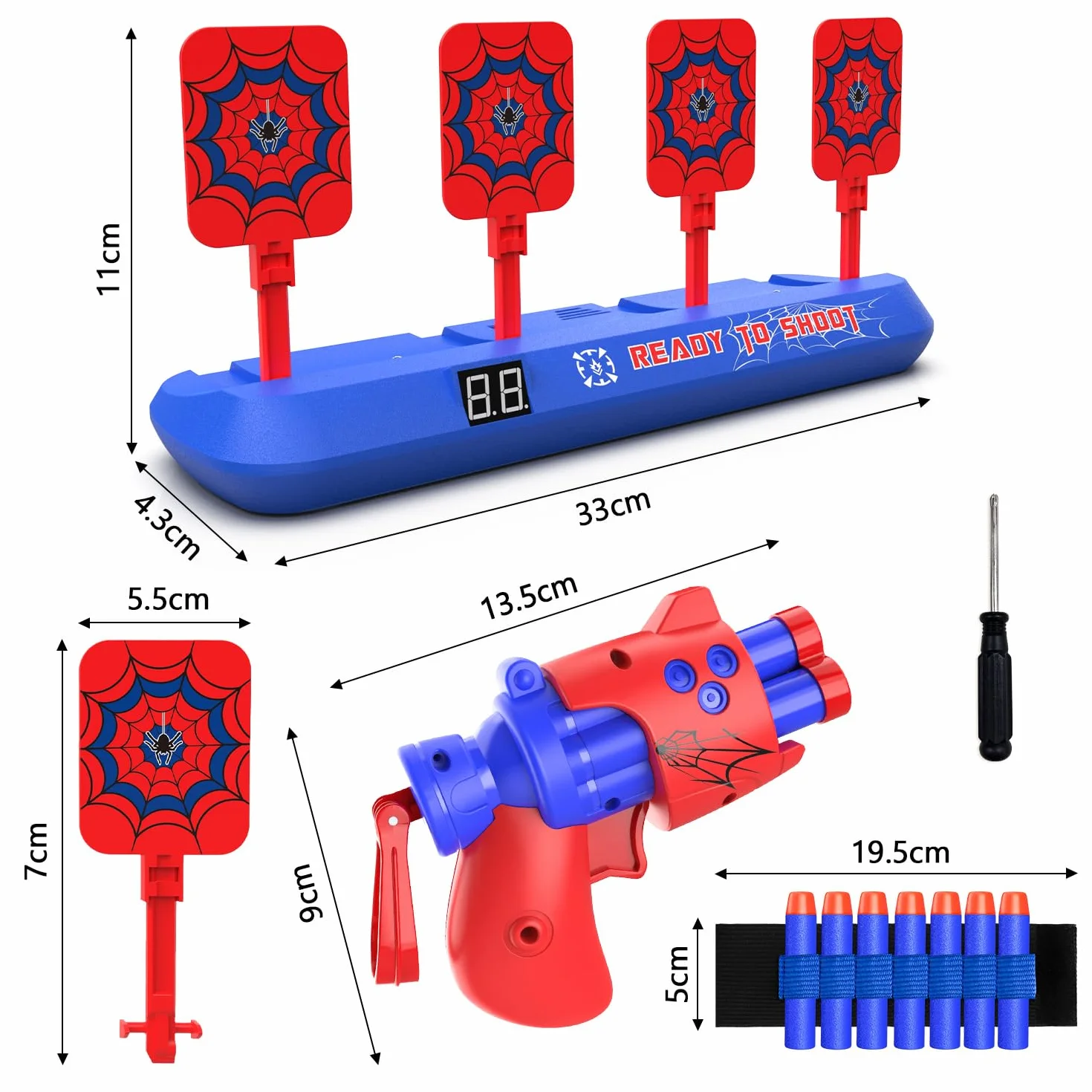 Strzelanie do celowania z pistoletem Nerf zabawka, elektroniczna tarcza do gry Nerf z 20 kulami, grami ogrodowymi, na zewnątrz, dla dzieci, 3, 4, 5, 6, 7, 8, 9 lat, chłopiec, prezent na urodziny, Boże