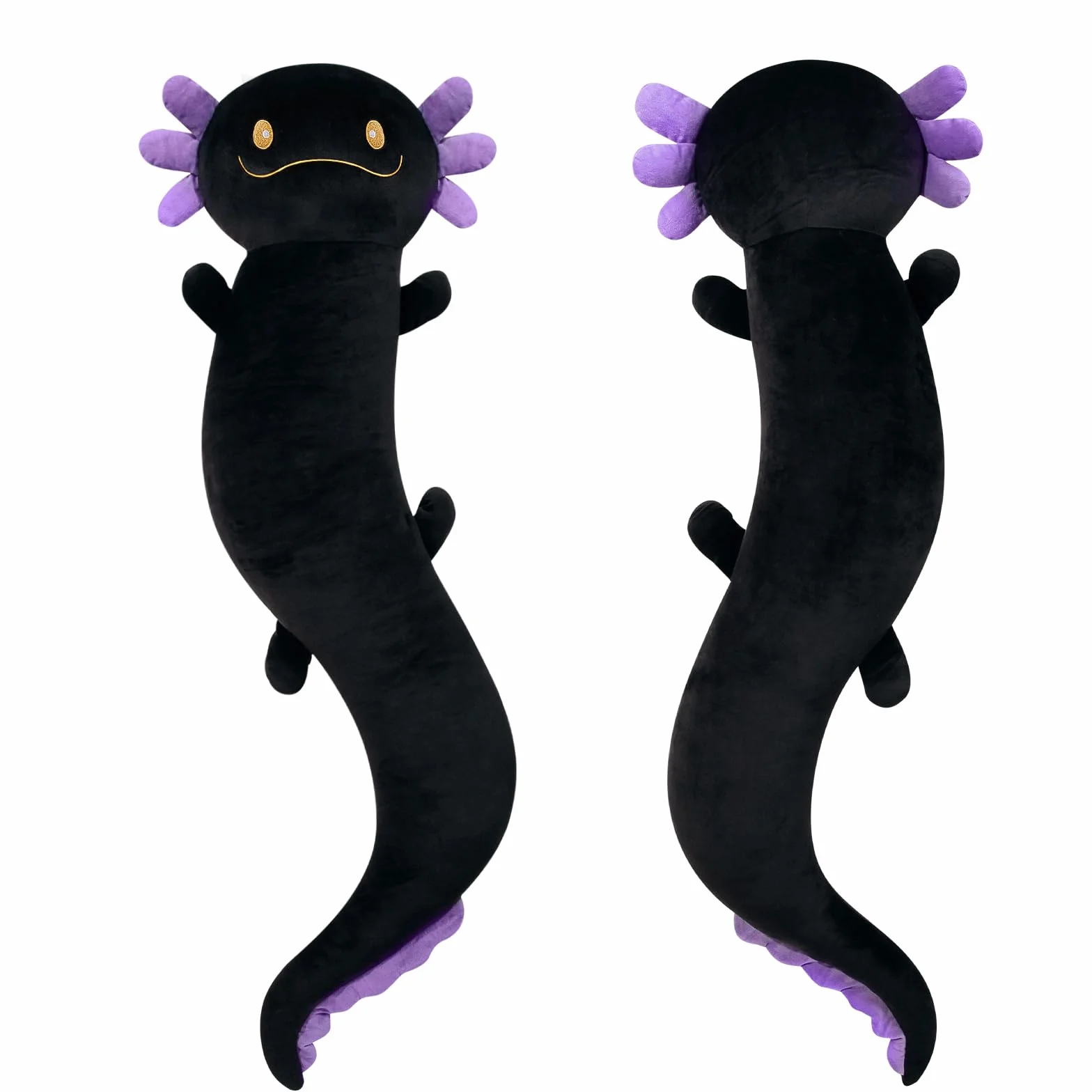 Dalmao 120 cm ogromna pluszowa poduszka Axolotl z wypchanym zwierzęciem, duża czarna poduszka Axolotl, zabawka w ciemności, ogromna poduszka do spania dla dzieci, na urodziny, Wielkanoc