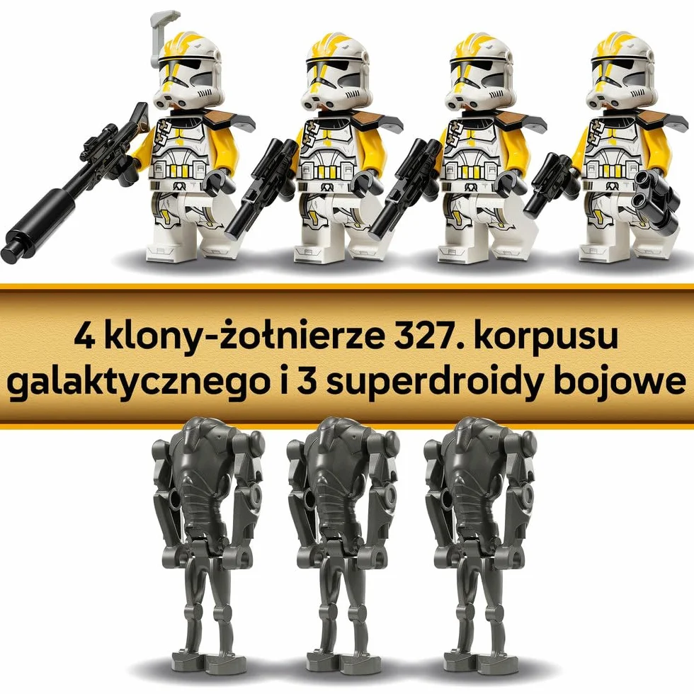 LEGO Star Wars zestaw bitewny — żołnierze-klony z 327. korpusu galaktycznego, zabawka konstrukcyjna dla dziecka, pomysł na prezent dla chłopców, dziewczynek i fanów Gwiezdnych Wojen od 7 lat 75431