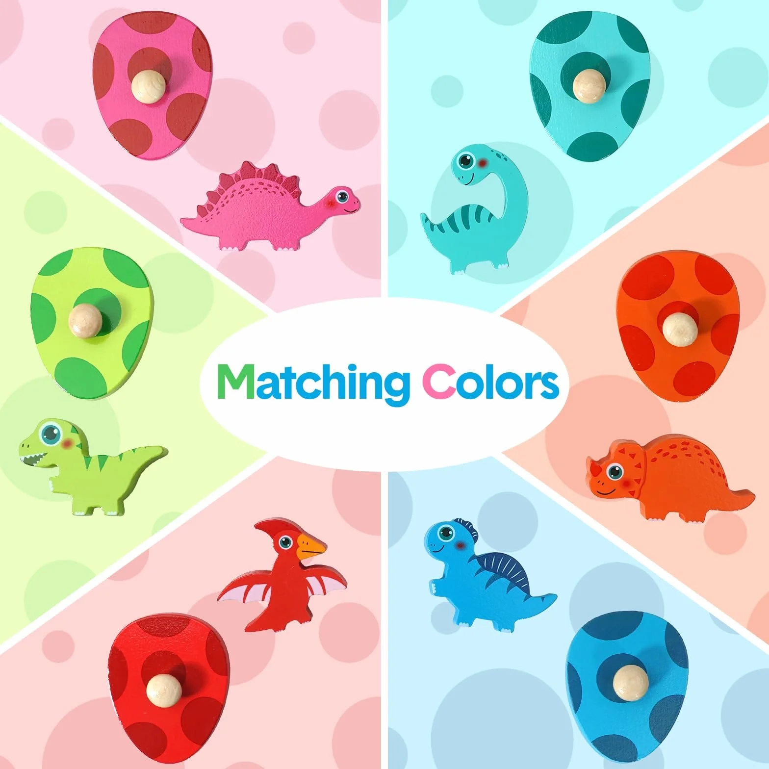Dinozaury drewniane zabawki puzzle z guzikami, Goorder Montessori zabawka dla dzieci 1 2 i 3 lata, interaktywna gra edukacyjna puzzle, gry dla dzieci nauka dla chłopca, dziewczyny, urodziny, Boże
