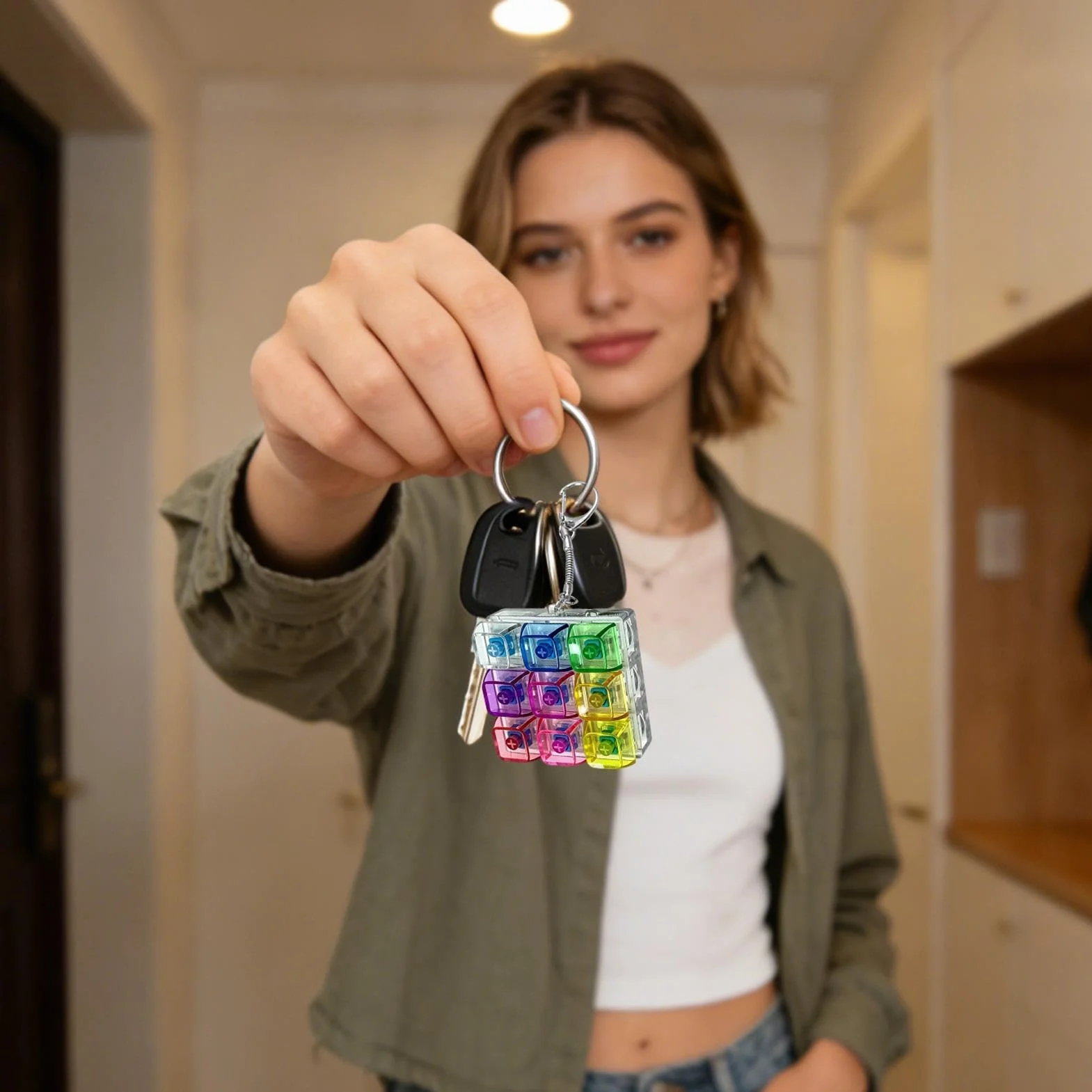 Klawiatura Fidget | 9 sensorycznych przycisków | Zabawka antystresowa z kliknięciem ze światłem, do szkoły pracy, domu, samochodu, samolotu, podróży, na imprezę