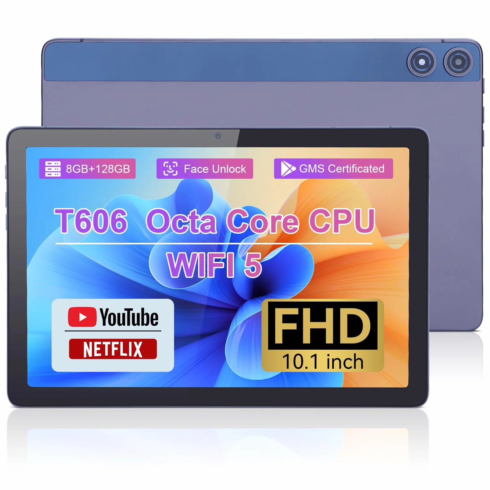 C idea Tablet 10,1 cala, tablet z systemem Android 12 z ekranem 1920 x 1200 IPS Full HD, 128 GB ROM (TF 1 TB) 8 GB RAM, 2,4 g/5G WiFi, aparat 8 MP + 13 MP, 6000 mAh długa żywotność baterii, 2024
