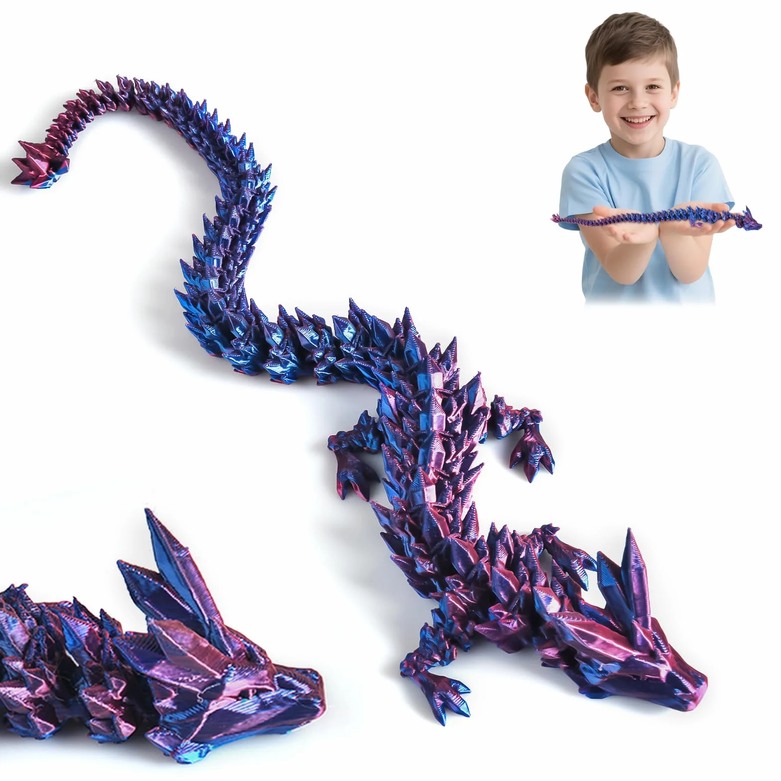 OSDUE Zabawka na biurko z nadrukiem 3D, smocze jajko, giętka i elastyczna, ze zdejmowaną tajemnicą, zabawka fidget, do polowania na jajka wielkanocne, dekoracja domu, biura dla dzieci, lazurowy fiolet