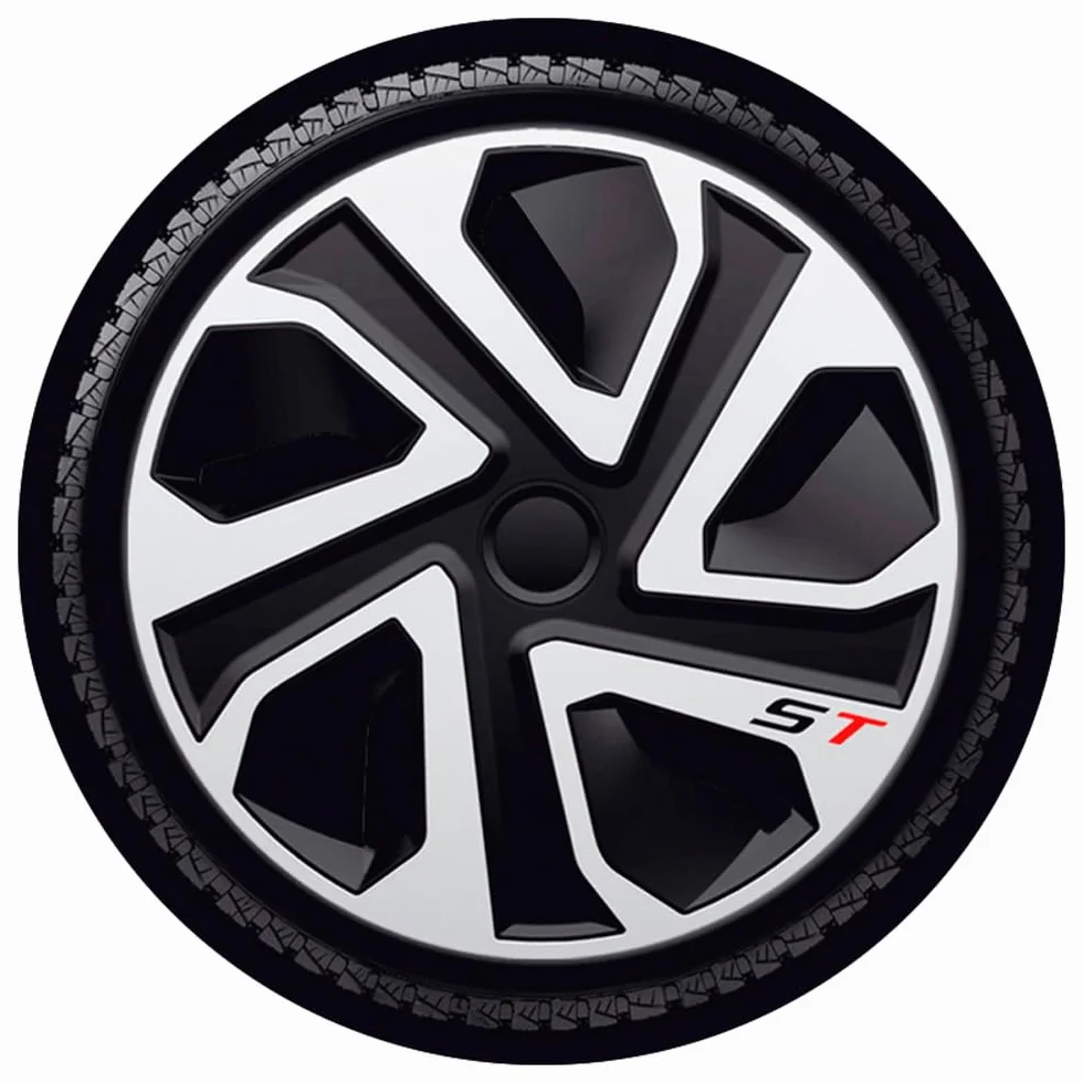 J-Tec Zestaw 4 kołpaków ST 18 cali, srebrny/czarny