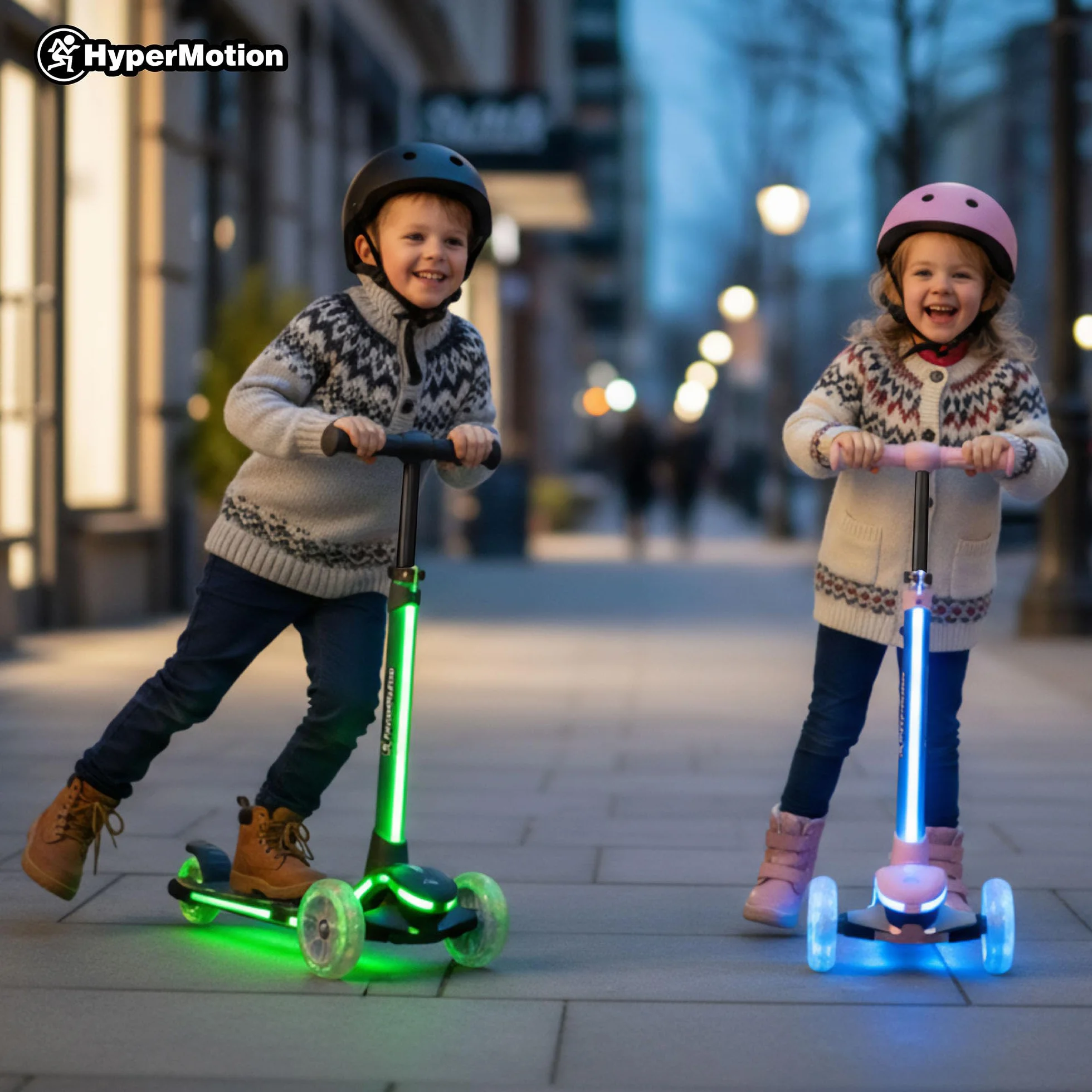 HyperMotion BECKY Hulajnoga Trójkołowa 3–8 lat z LED RGB Podświetleniem Regulowana Kierownica