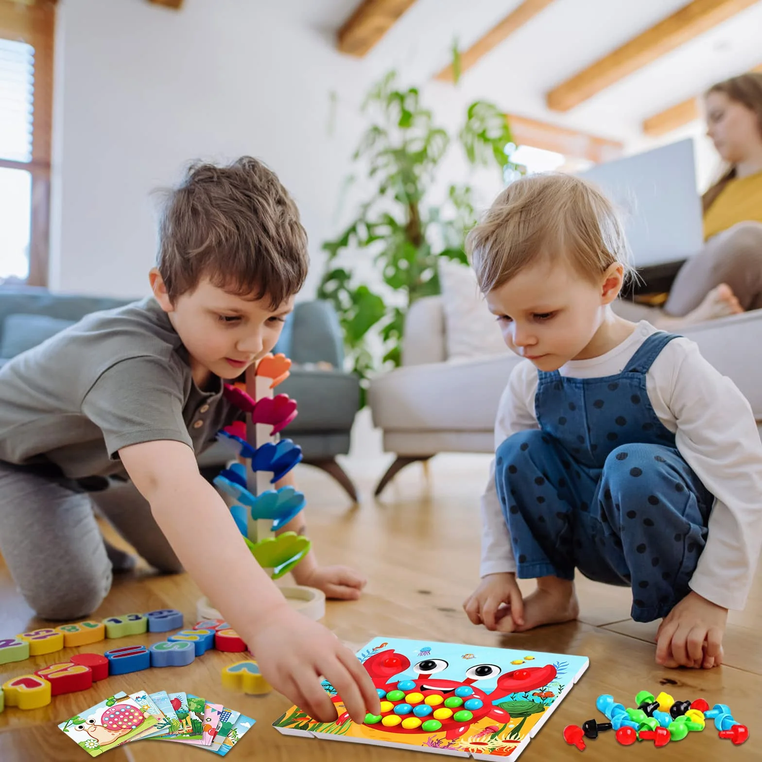 DAWRIS Mozaika do zabawy dla dzieci od 2, 3, 4, 5 lat, mozaika dla dzieci, do nauki kolorów, zabawka Montessori