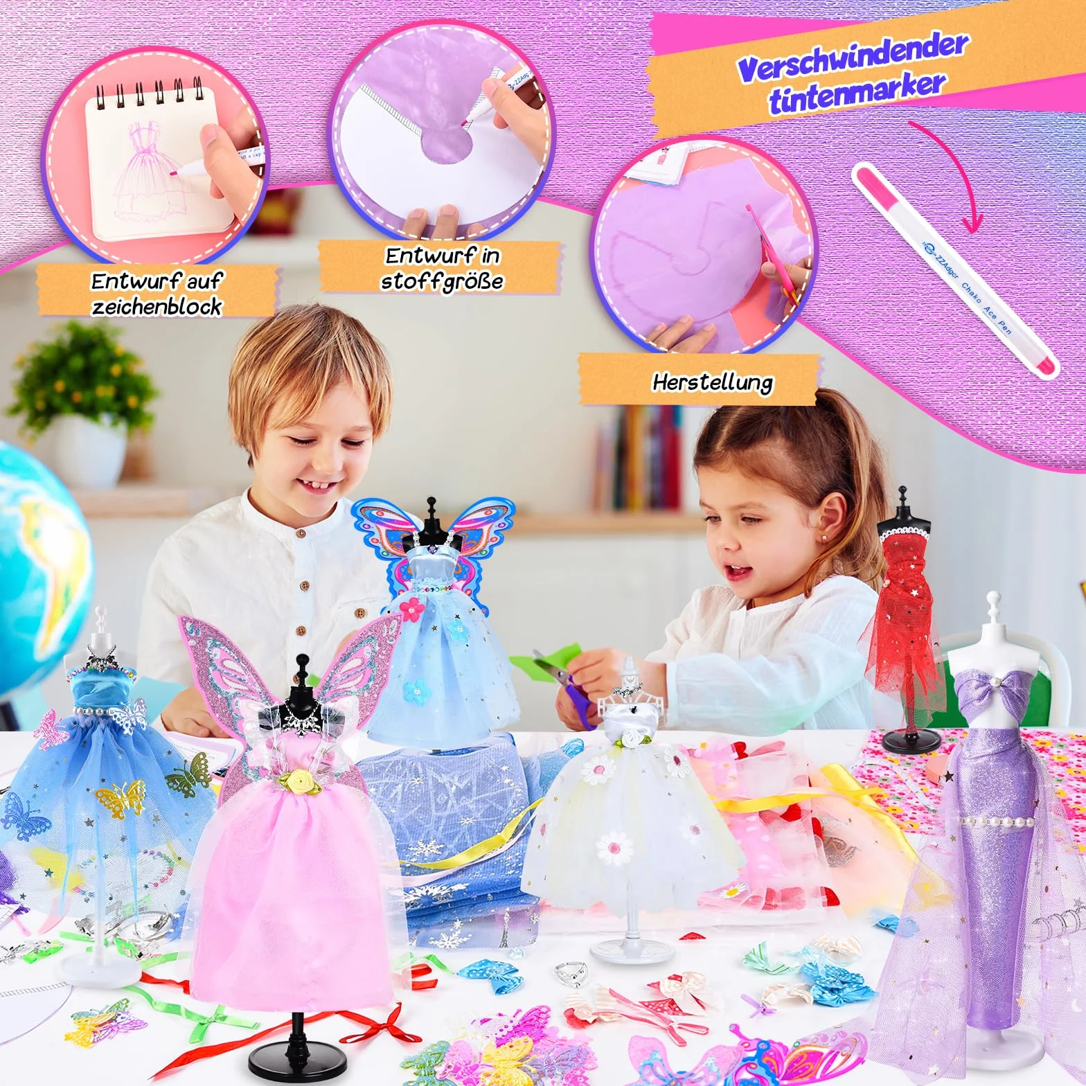 JONRRYIN Fashion Design kreatywny zestaw, 600 + kreacja mody, kreacja mody dla dzieci, kreatywny zestaw rekreacyjny dla dziewcząt, 8-12 lat