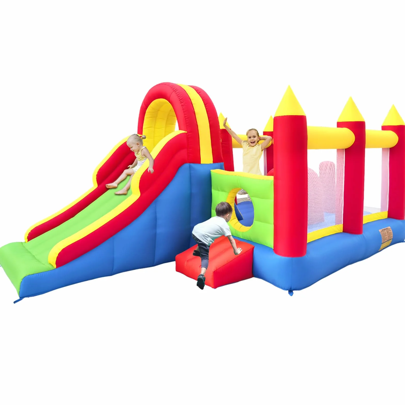 Ballsea Zamek dmuchany XXL – ogromny nadmuchiwany zamek z dużą zjeżdżalnią i trampoliną, 592 x 290 x 216 cm – idealny na urodziny dziecka i do ogrodu (bez dmuchawy)